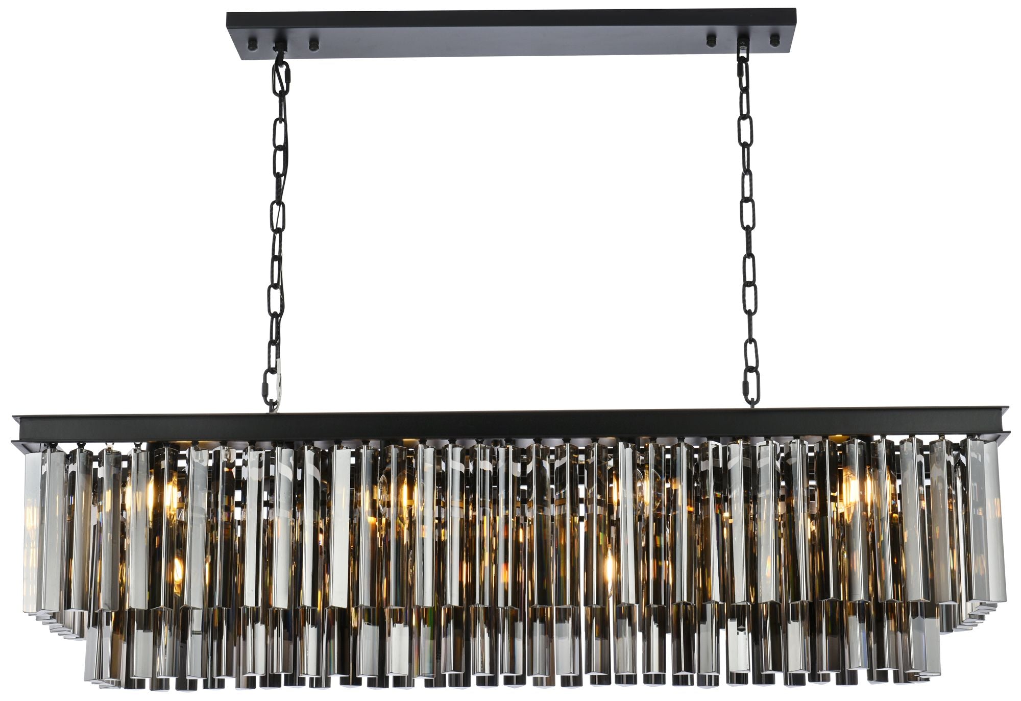 Sydney 12-Light Matte Black Chandelier Silver Shade Grey