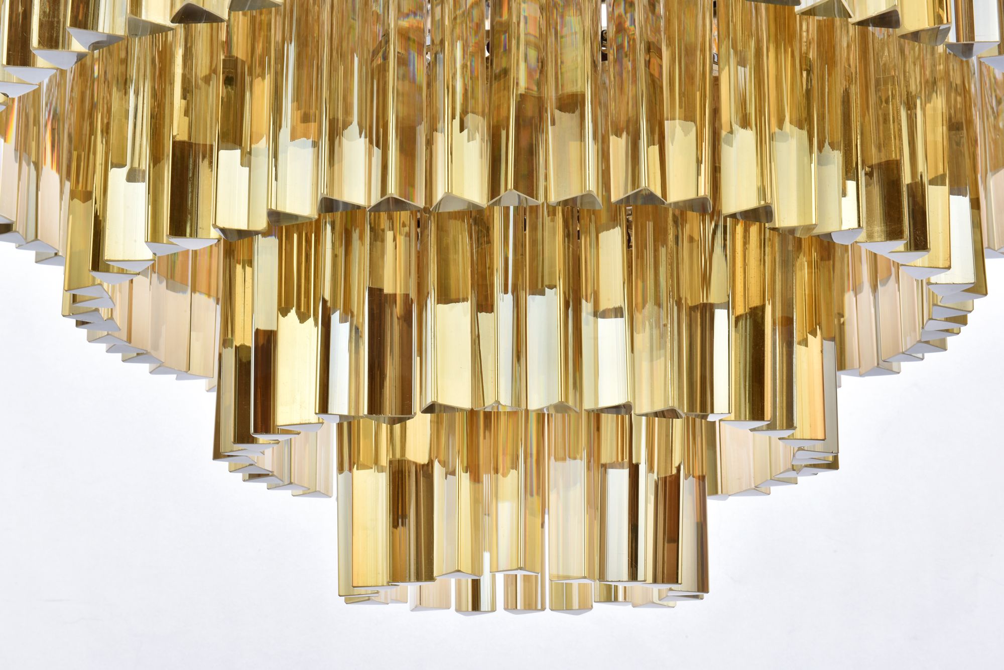 Sydney 33-Light 44" Polished Nickel Chandelier Golden Teak