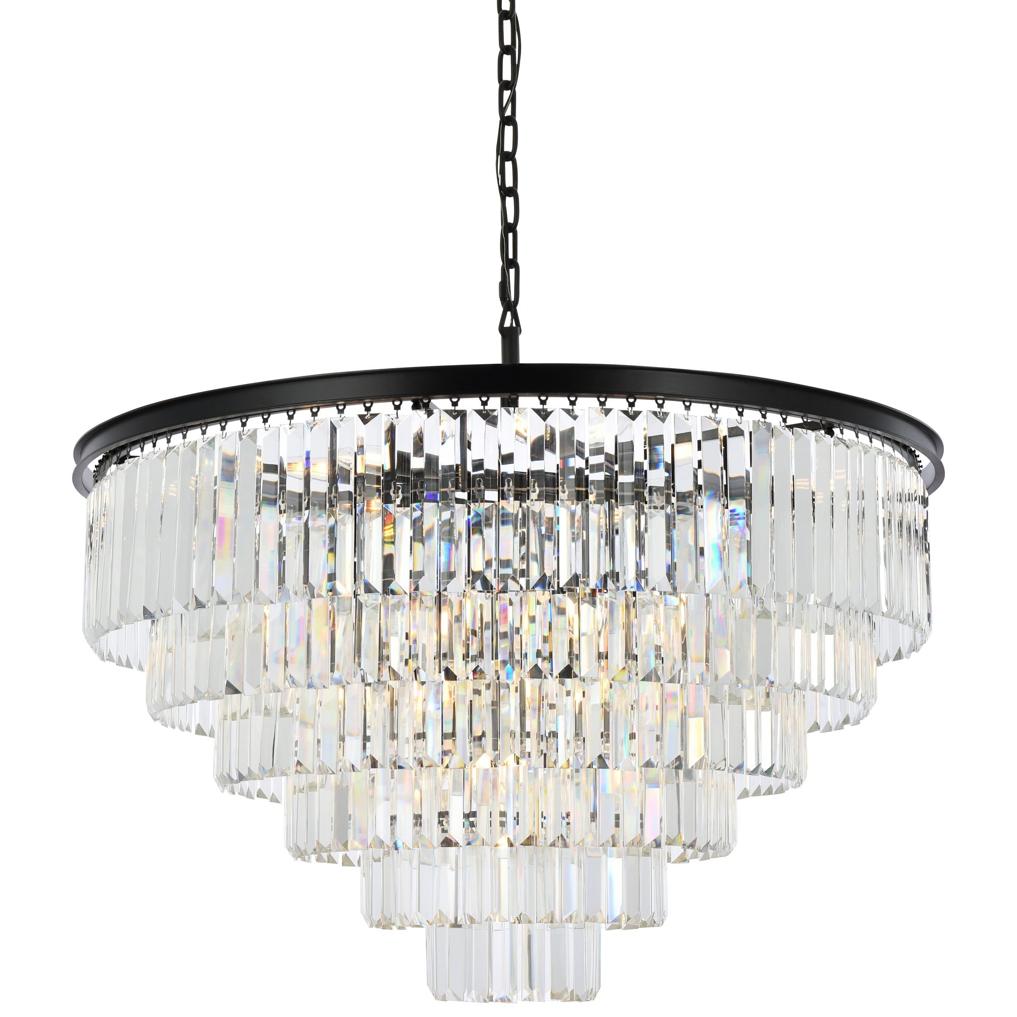 Sydney 33-Light Matte Black Chandelier Clear