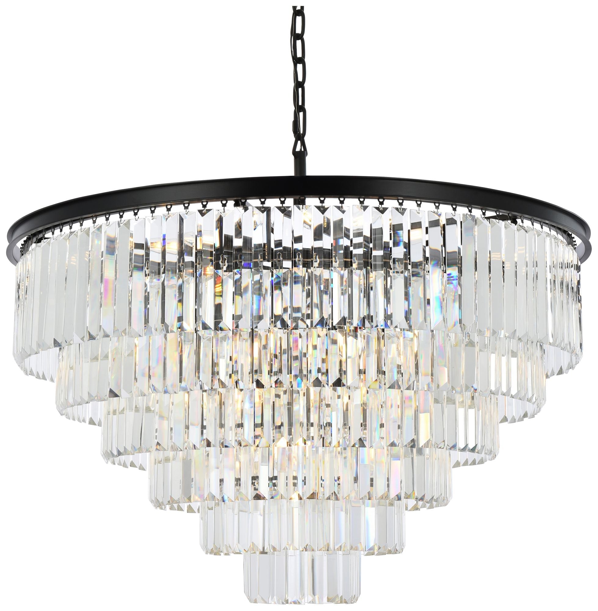 Sydney 33-Light Matte Black Chandelier Clear