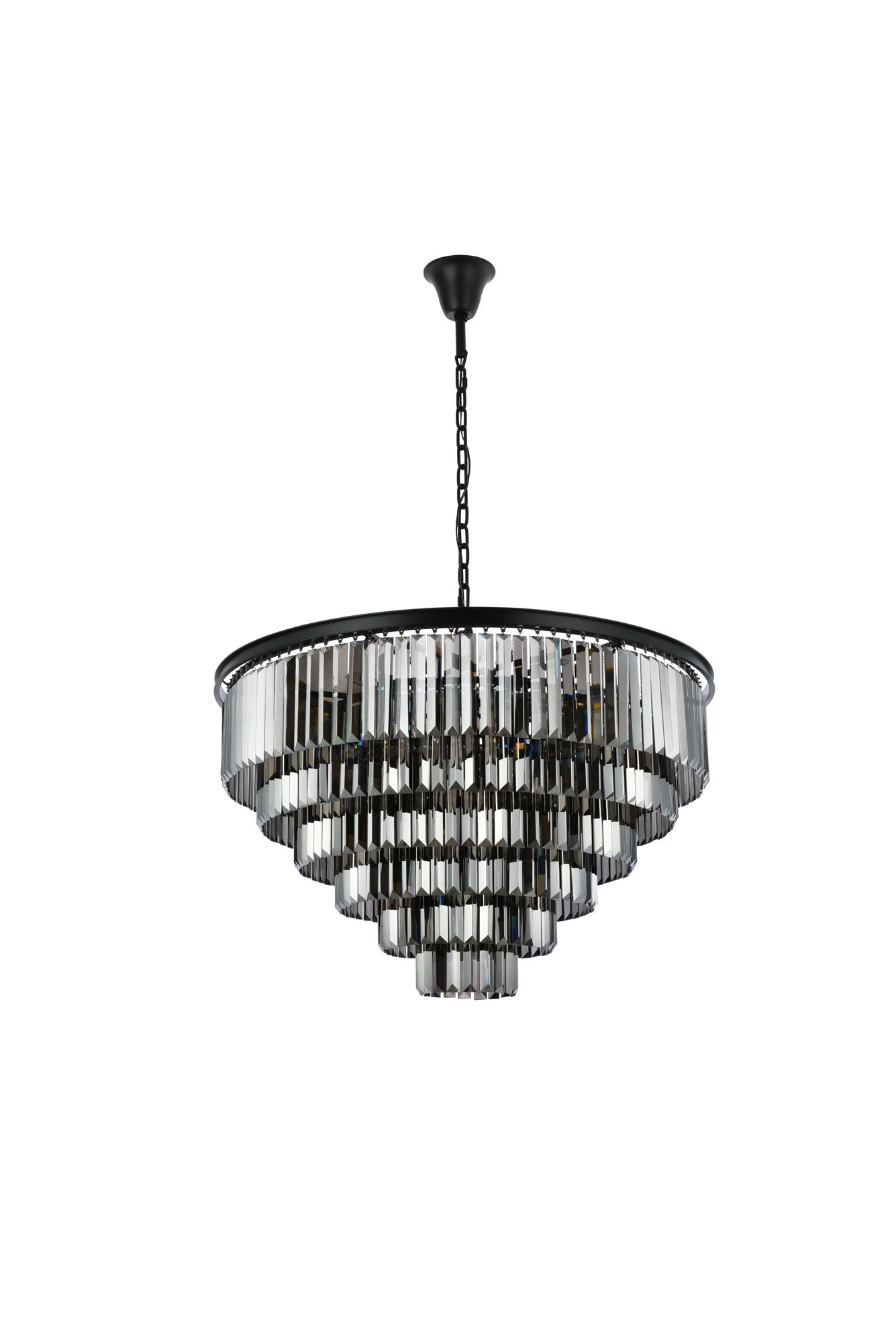 Sydney 33-Light Matte Black Chandelier Silver Shade (Grey)