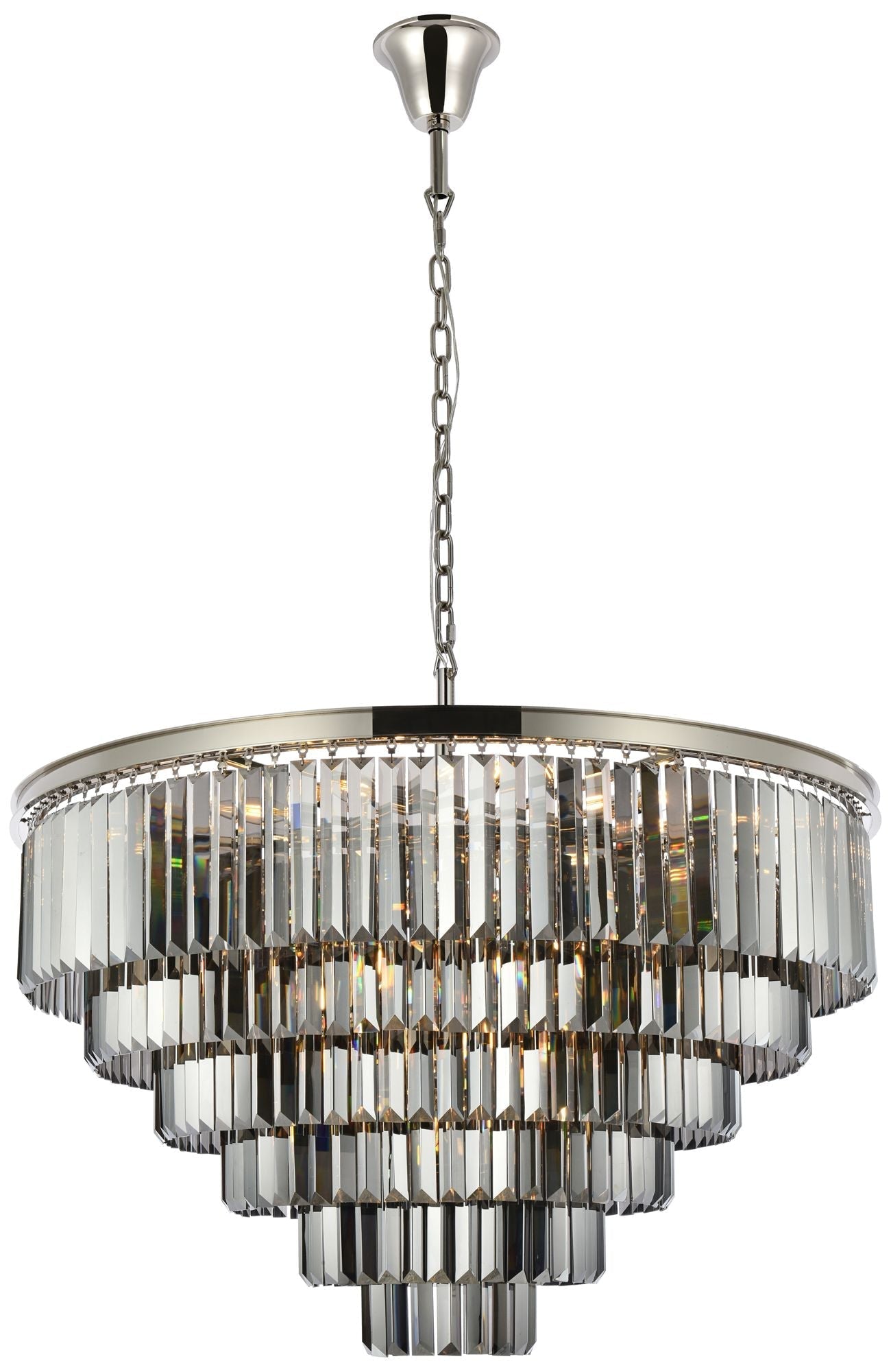 Sydney 33-Light Polished Nickel Chandelier Silver Shade