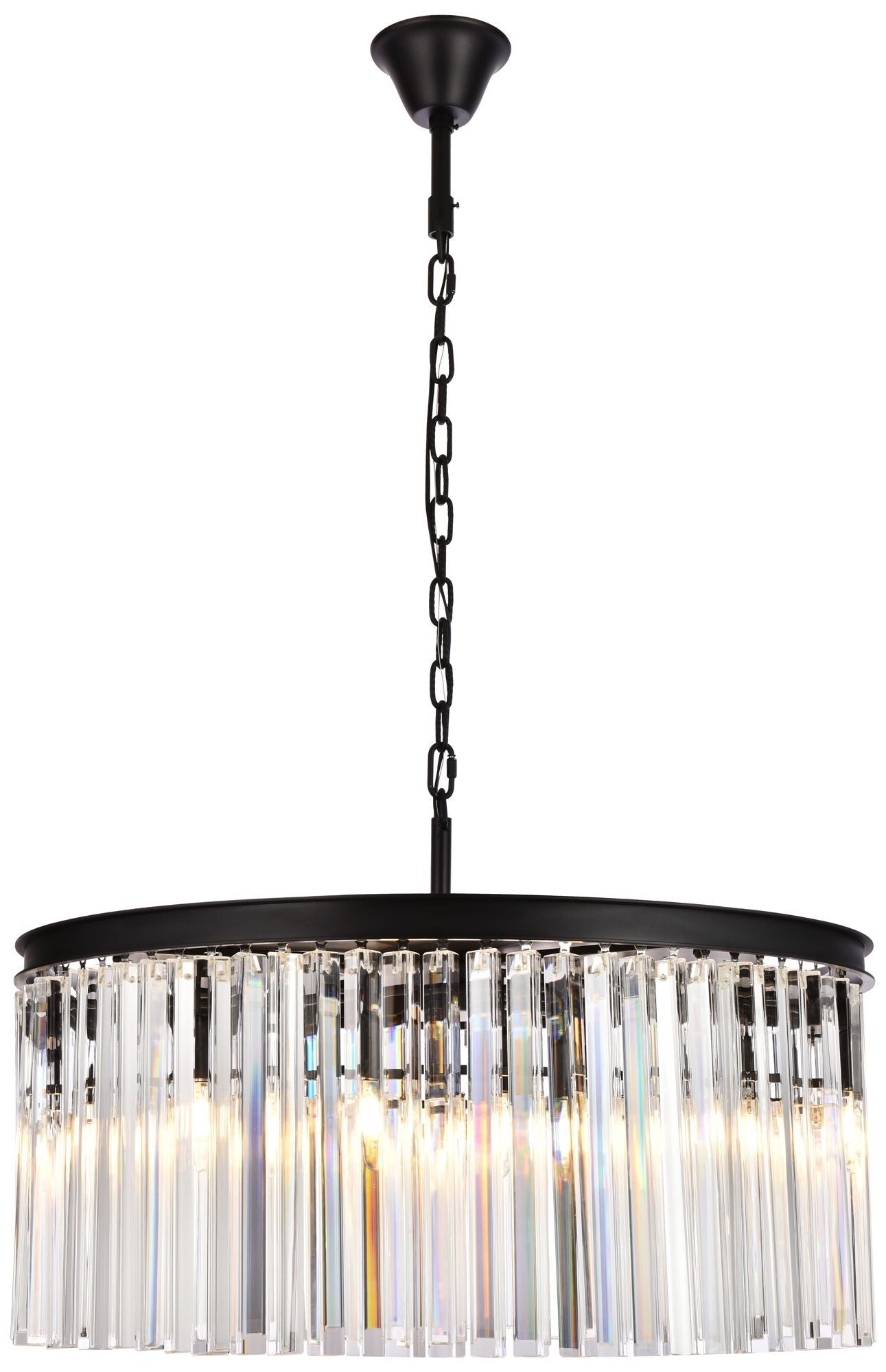 Sydney 8-Light Matte Black Chandelier Clear