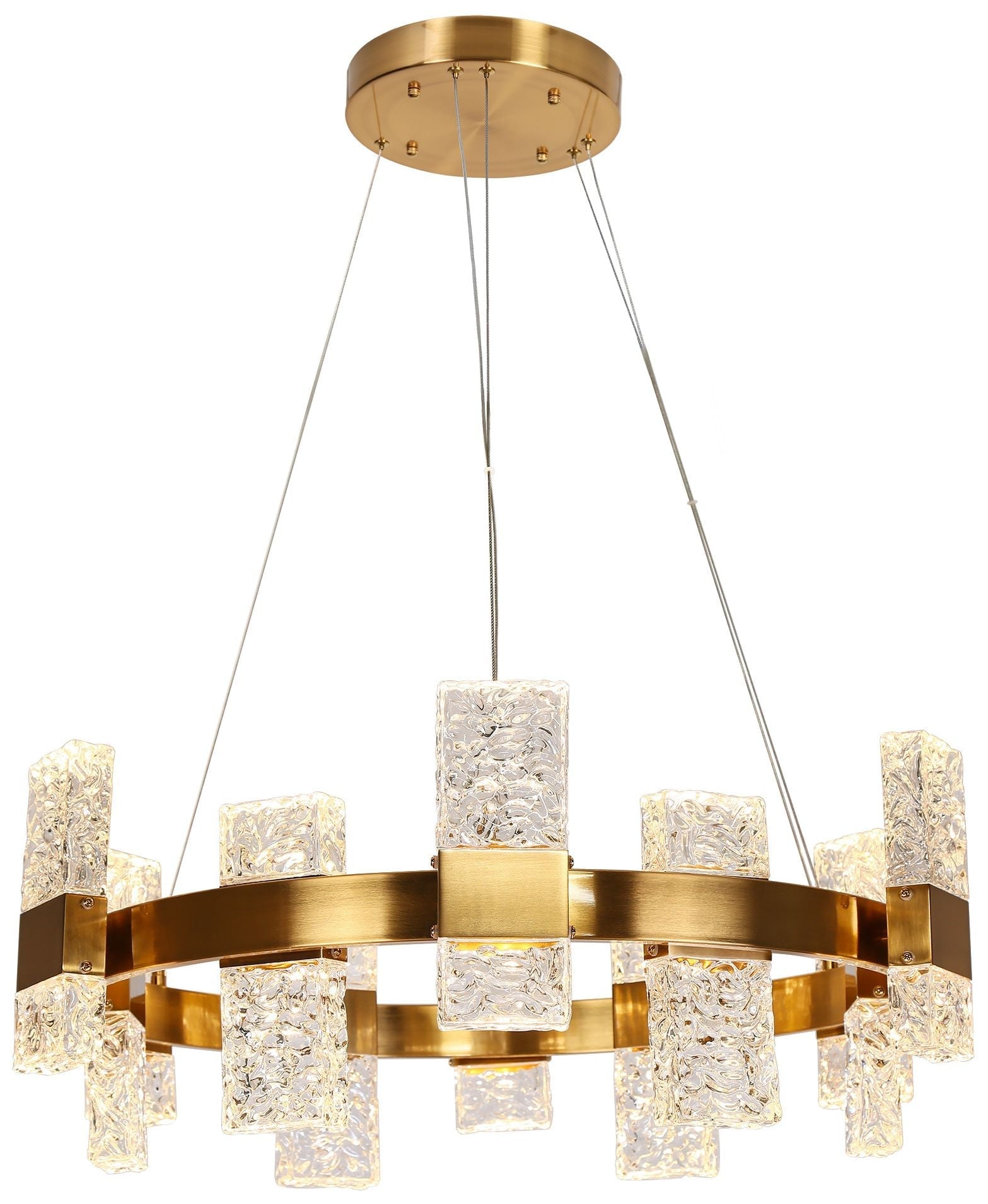 glass chandelier shown as a main product image for open living spaces