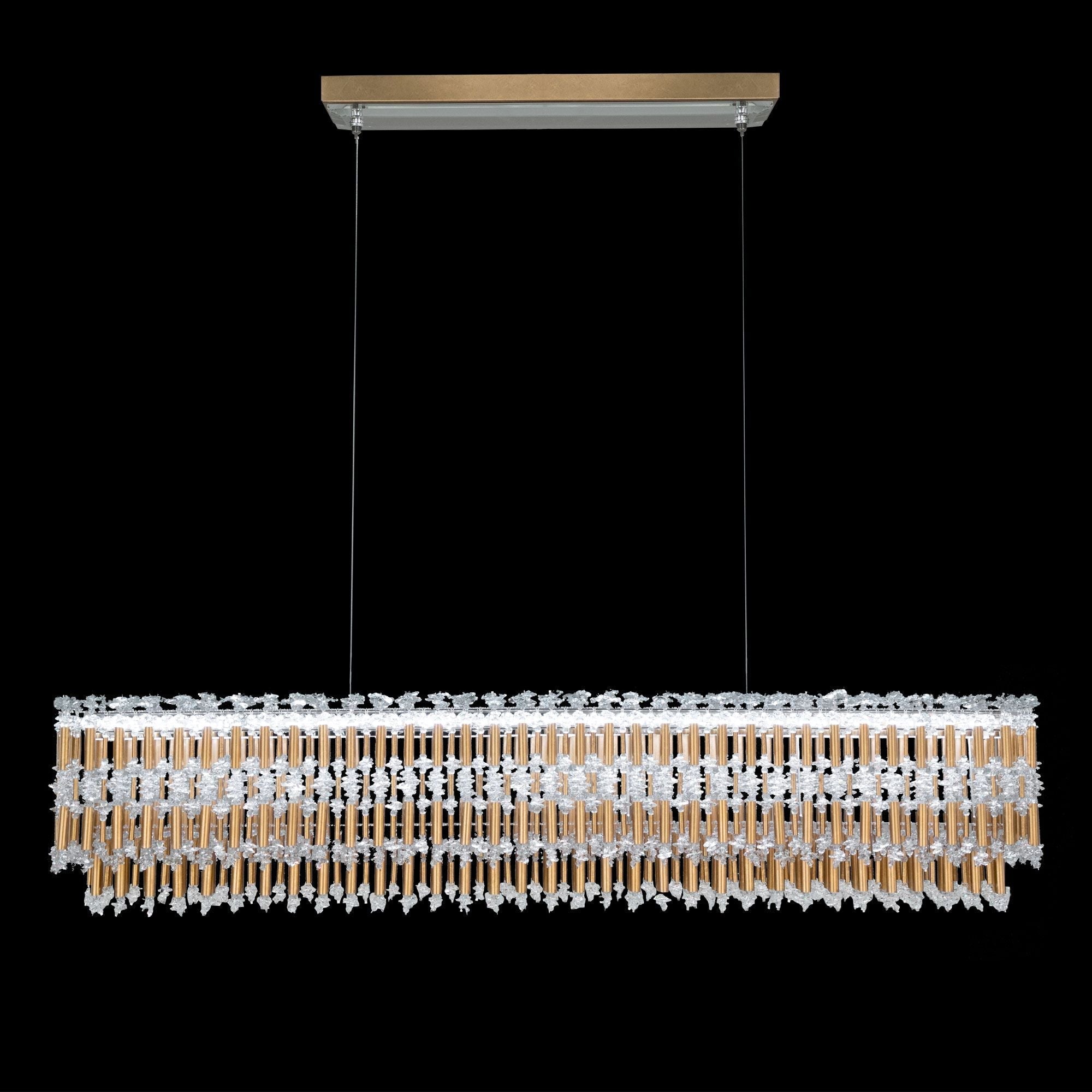 Tahitian 48" Wide Heirloom Gold Crystal Linear Pendant