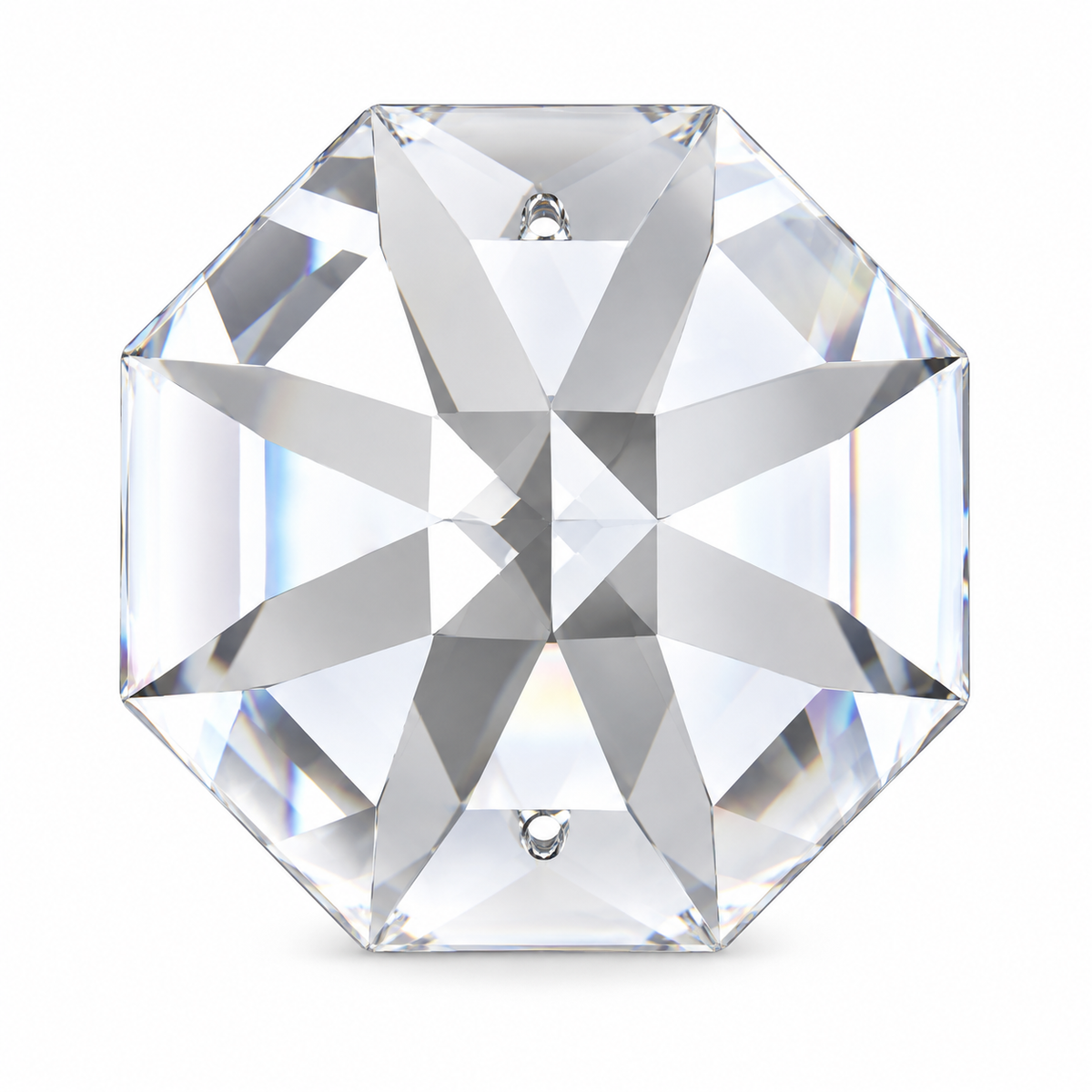 Tianguang 12 mm clear octagon crystal bead with two pin holes, one bead