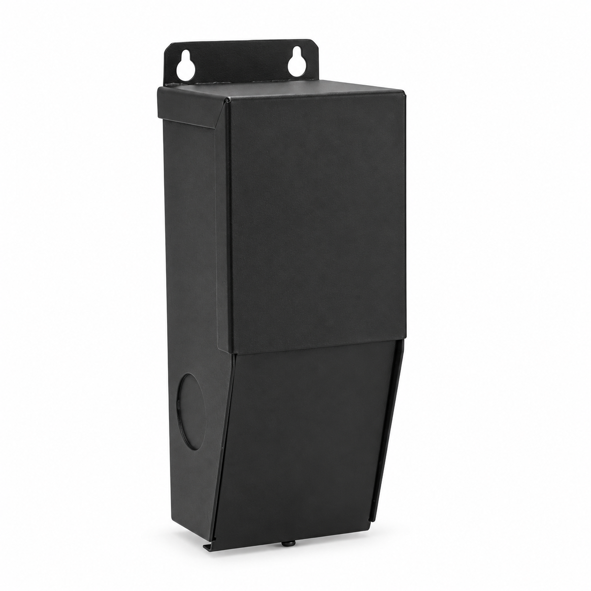 Black metal magnetic LED driver and junction box with mounting tabs
