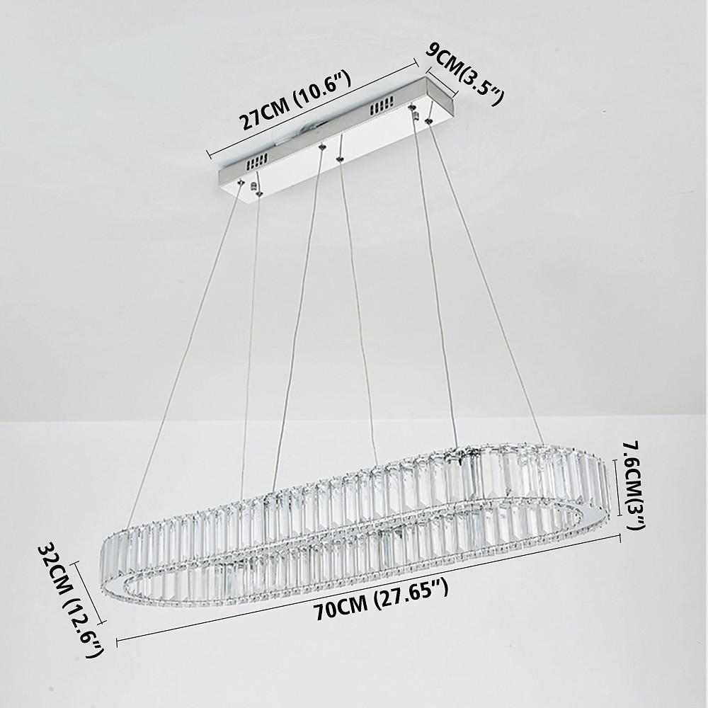 Chrome Golden Crystal Clear Beauty Oval Ring Chandelier