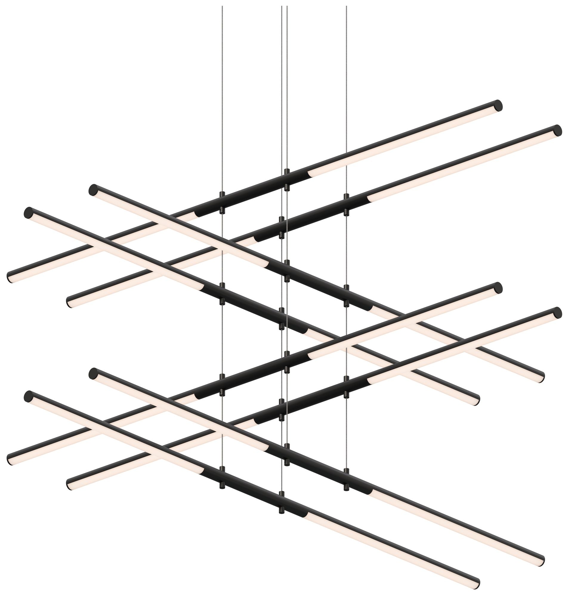 Tik.Tak Stack 47.5" Wide Satin Black 4.Tier LED Pendant