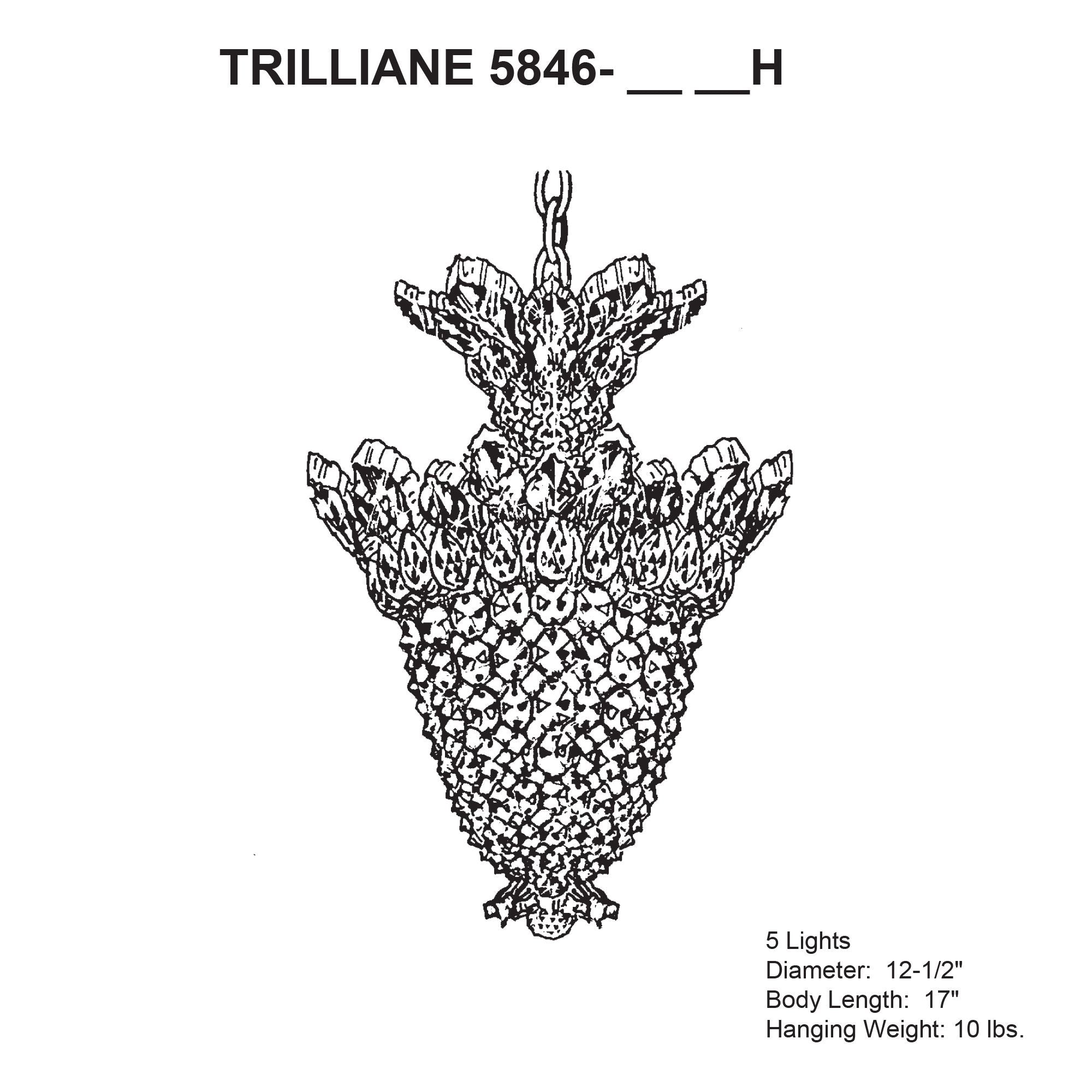 Trilliane 17"H X 5-Light Crystal Chandelier