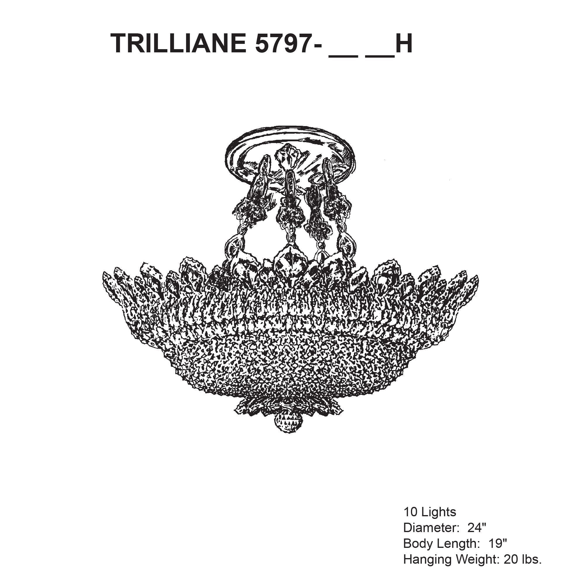 Trilliane 19"H X 10-Light Crystal Mount Chandelier