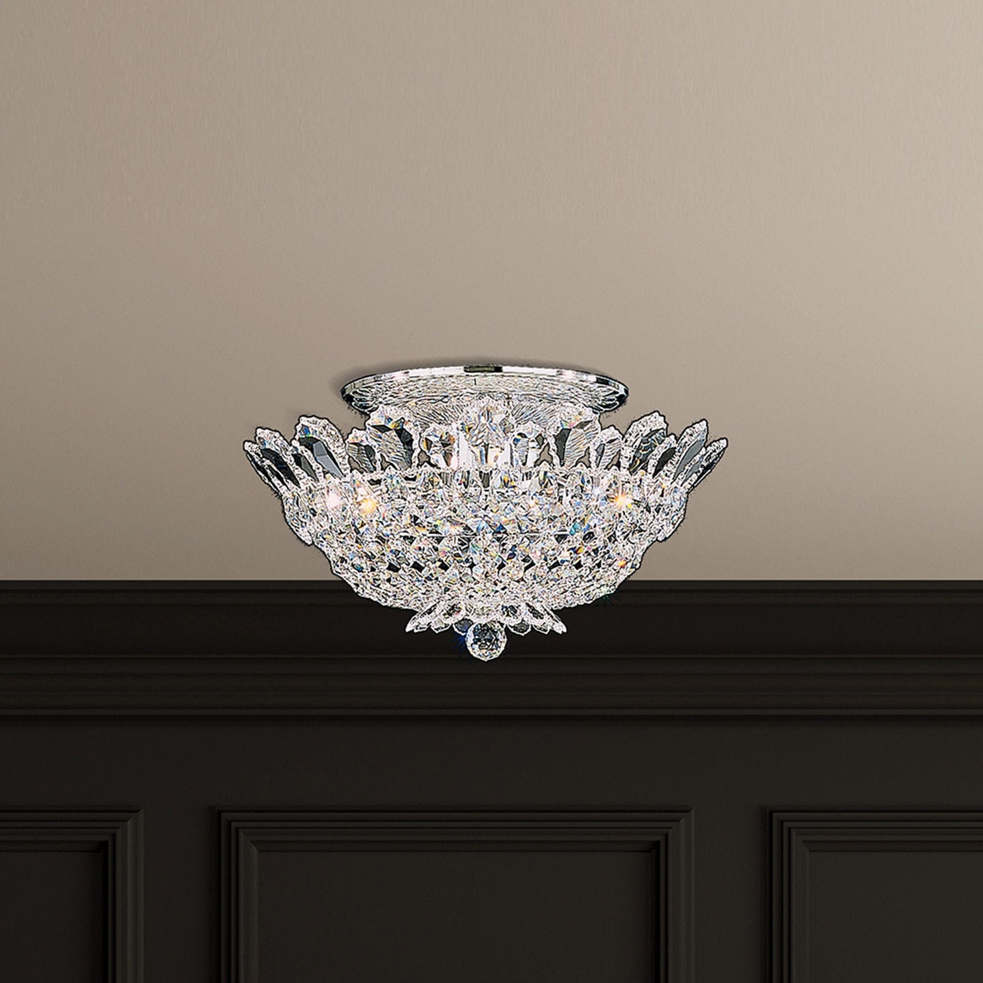 Trilliane 9"H X 8-Light Crystal Flush Chandelier