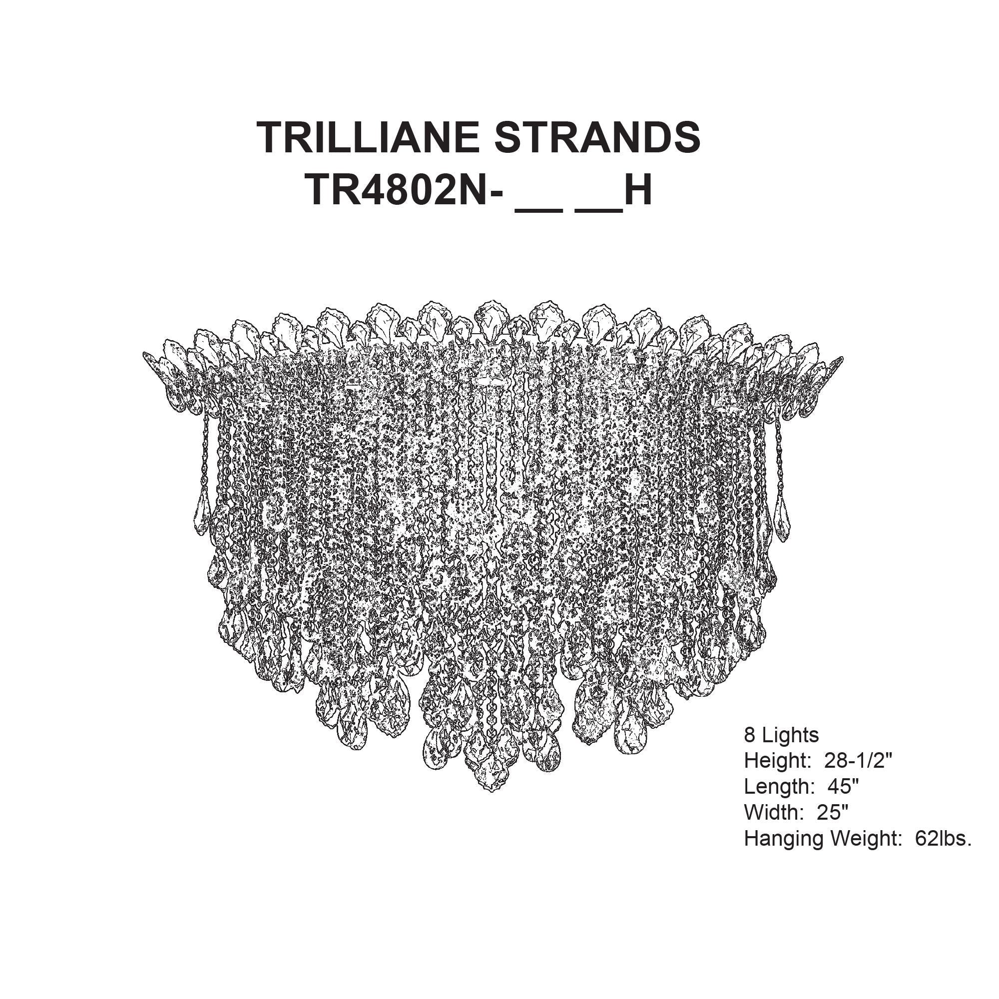 Trilliane Strands 28.5"H X 45"W 8-Light Crystal Chandelier