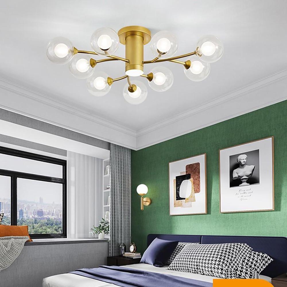 Globe Metal Glass Industrial LED Flush Mount Ceiling