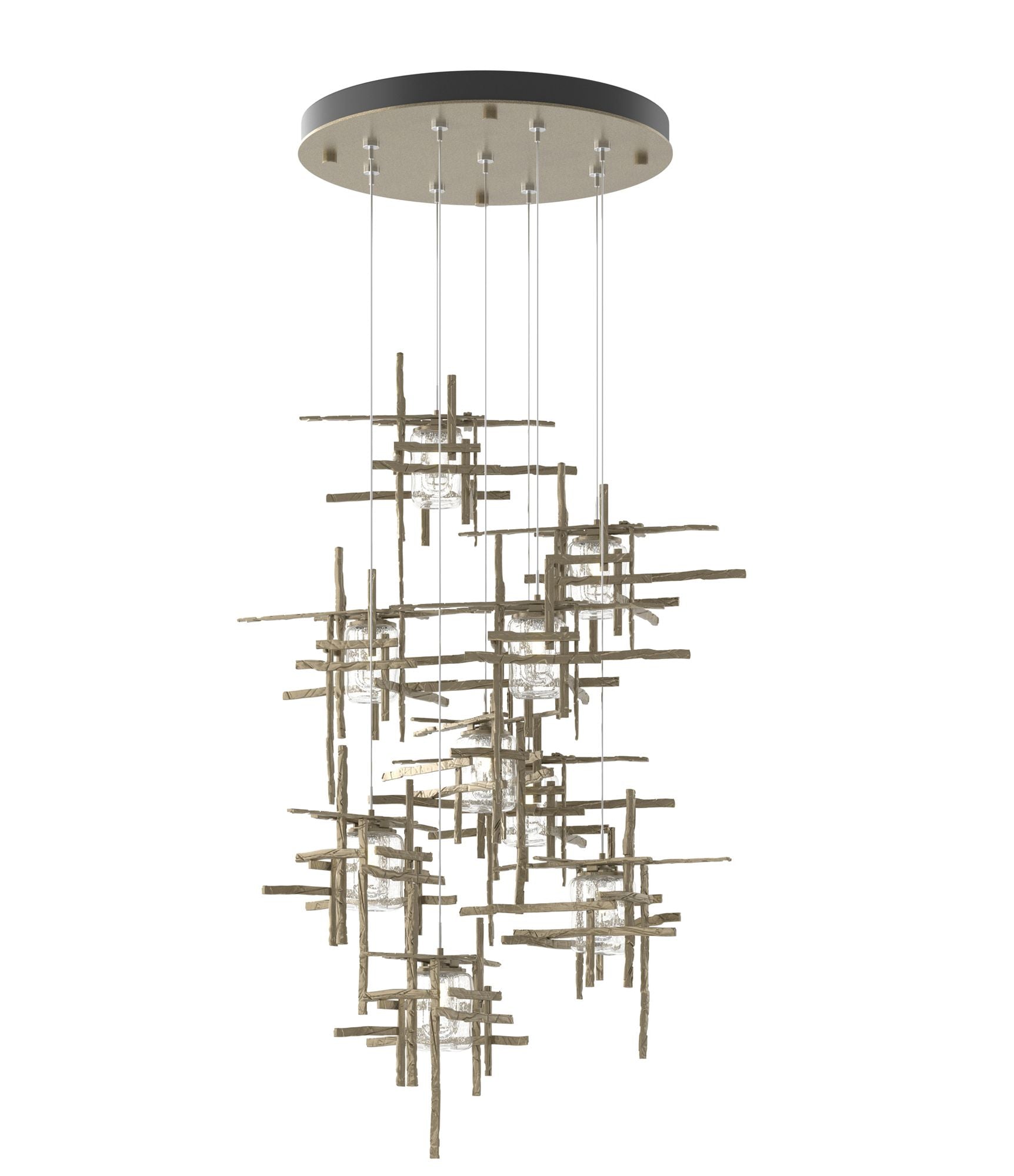 Tura 9-Light Round Standard Pendant with Seeded