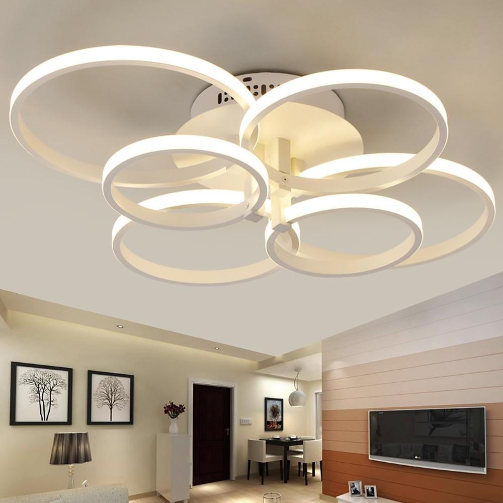 6 Differently Sized Metal Silica Gel Flush Mount Lights