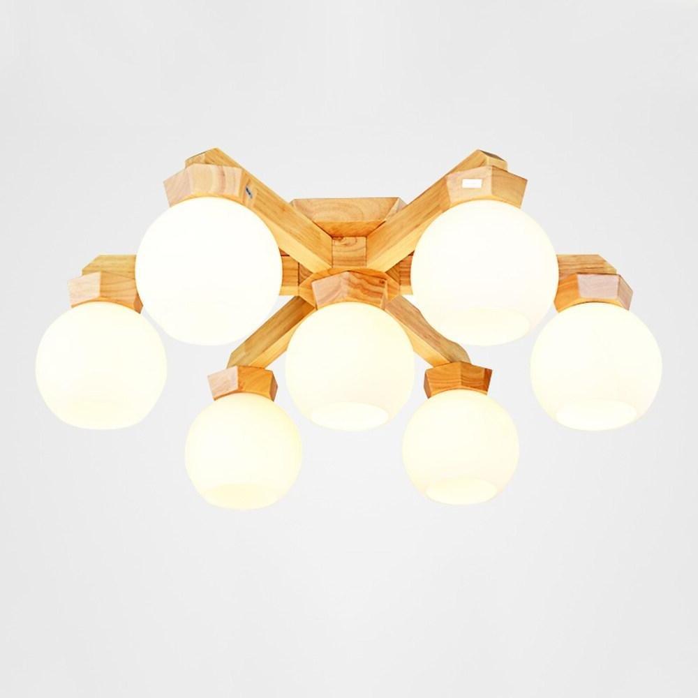 Nordic Wood Chandelier LED Globe Chandelier