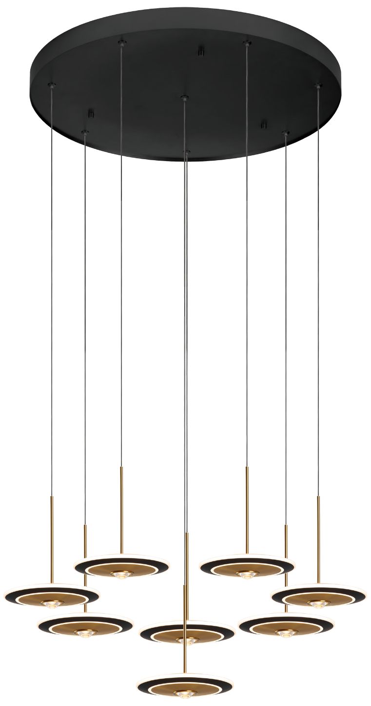 Uranas 28.3" Satin Dark Gray/Antique Brass Chandelier