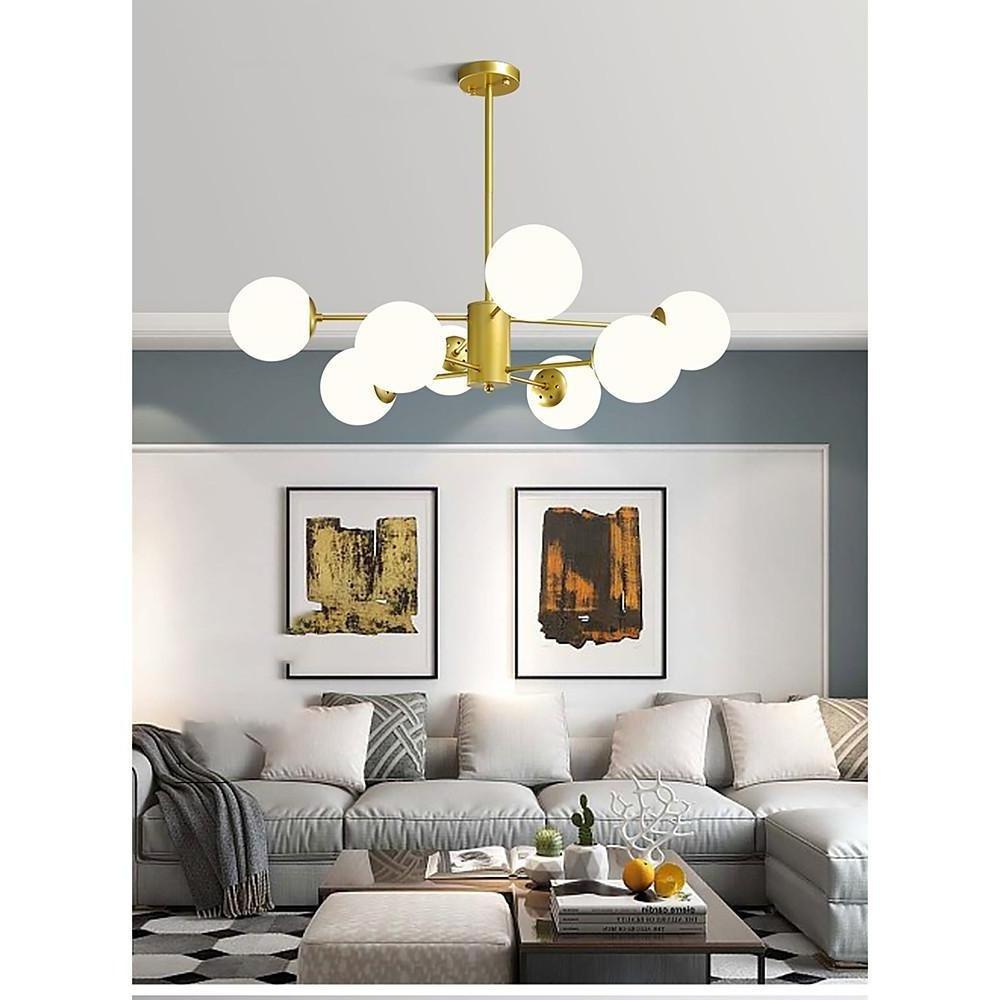 Globe Cluster Pendant Light Metal Glass LED Chandelier