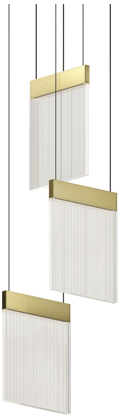 V Panels 3-Light Brass Pendant