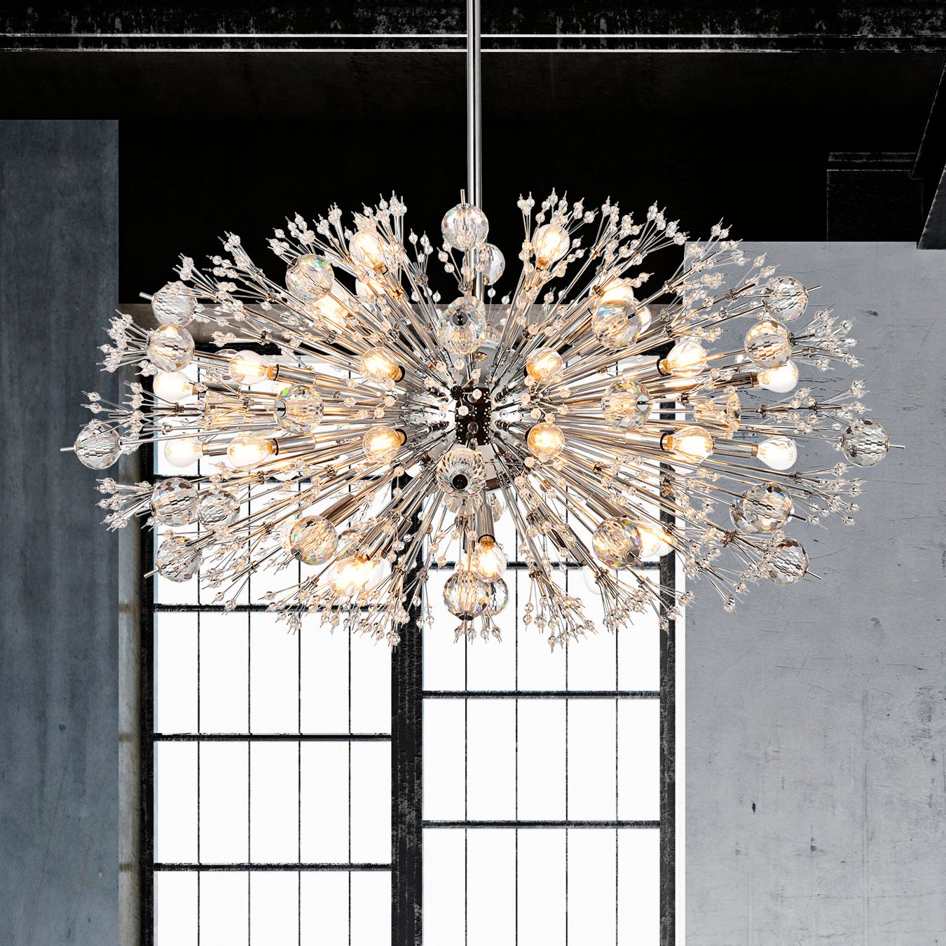 Vera 42" Crystal Starburst Oval Chandelier