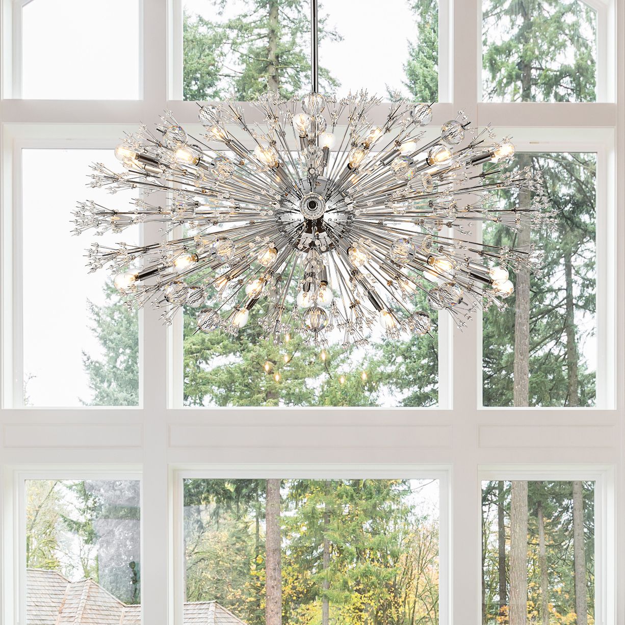Vera 48" Wide Chrome Metal 38-Light Oval Chandelier