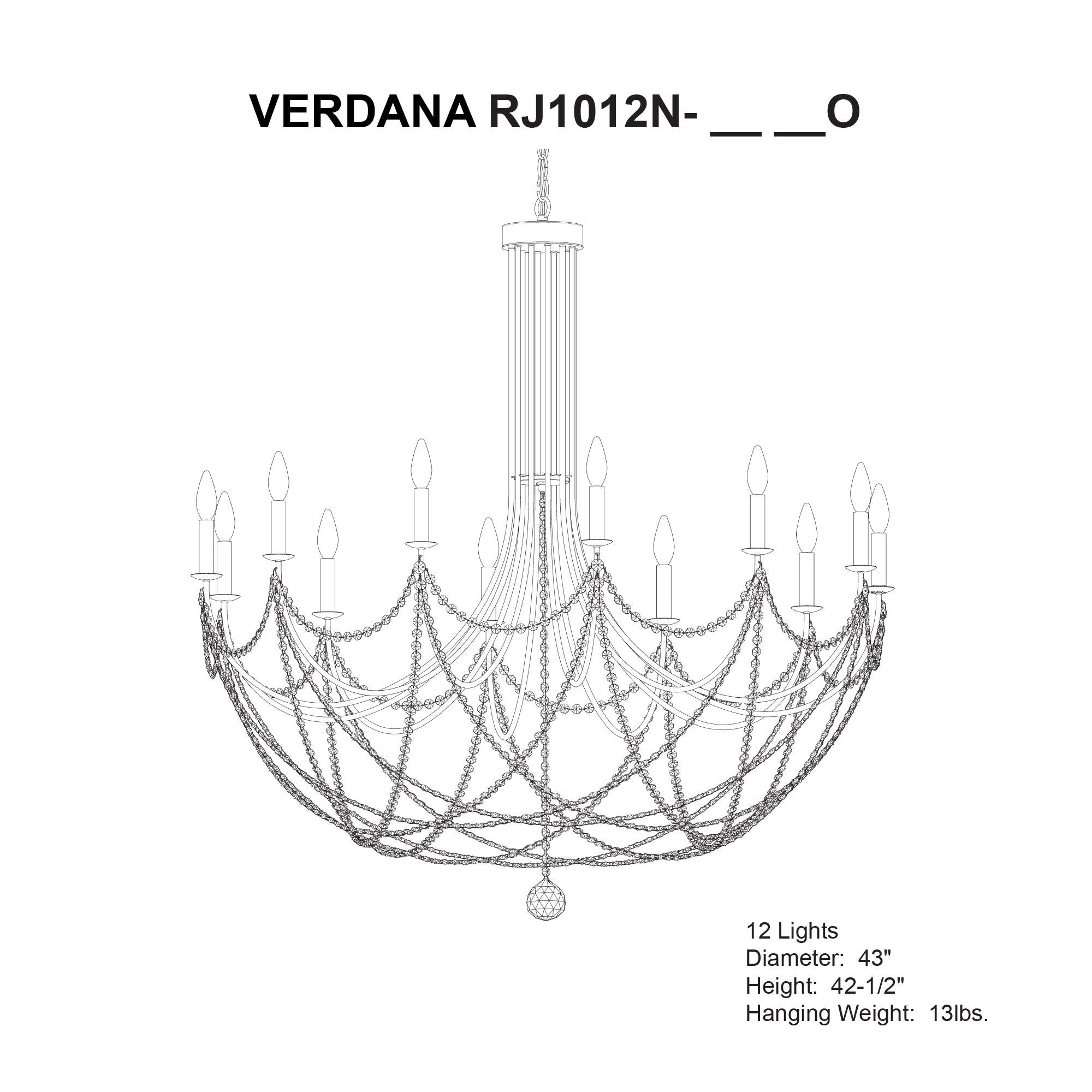 Verdana 42.5"H X 12-Light Crystal Chandelier