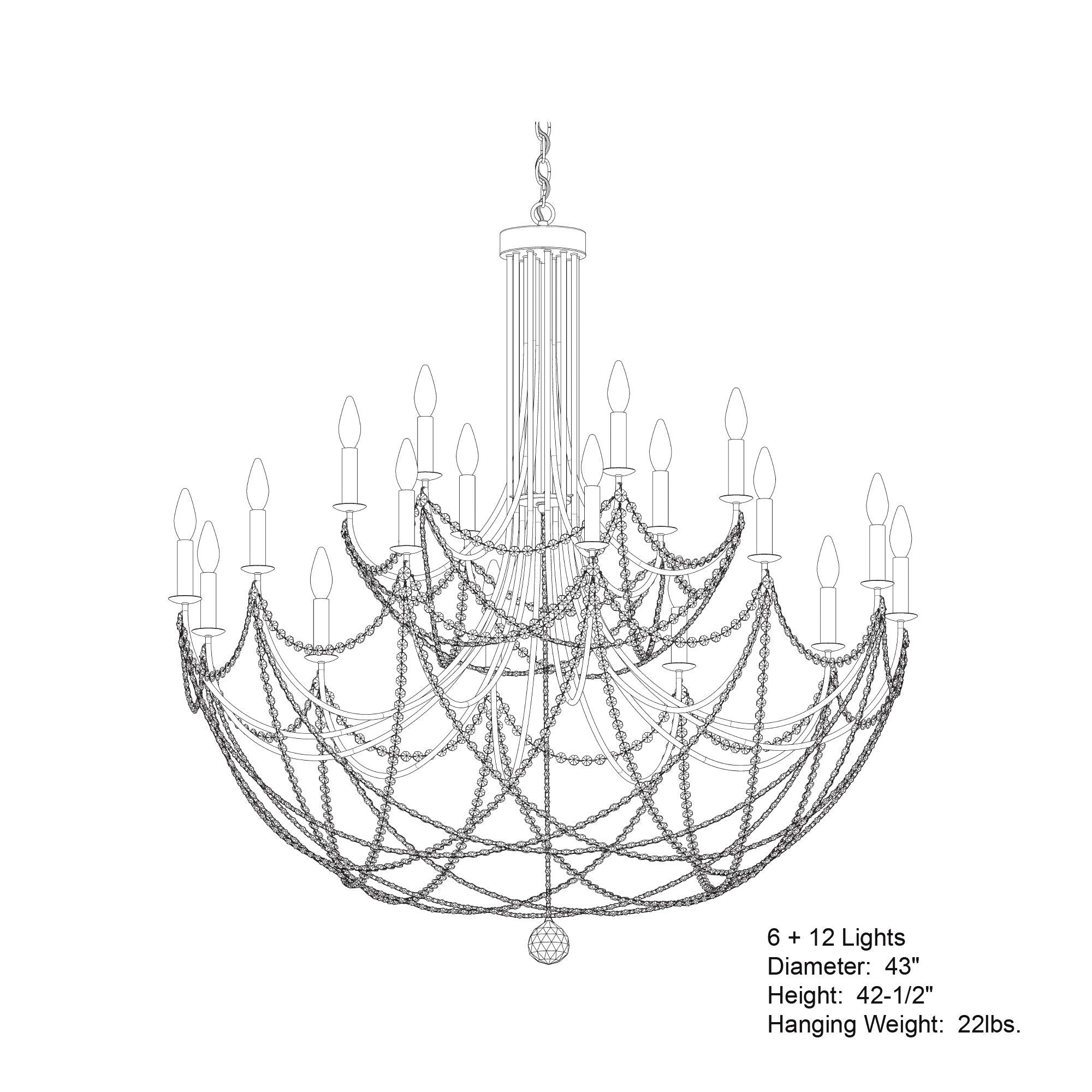Verdana 42.5"H X 18-Light Crystal Chandelier
