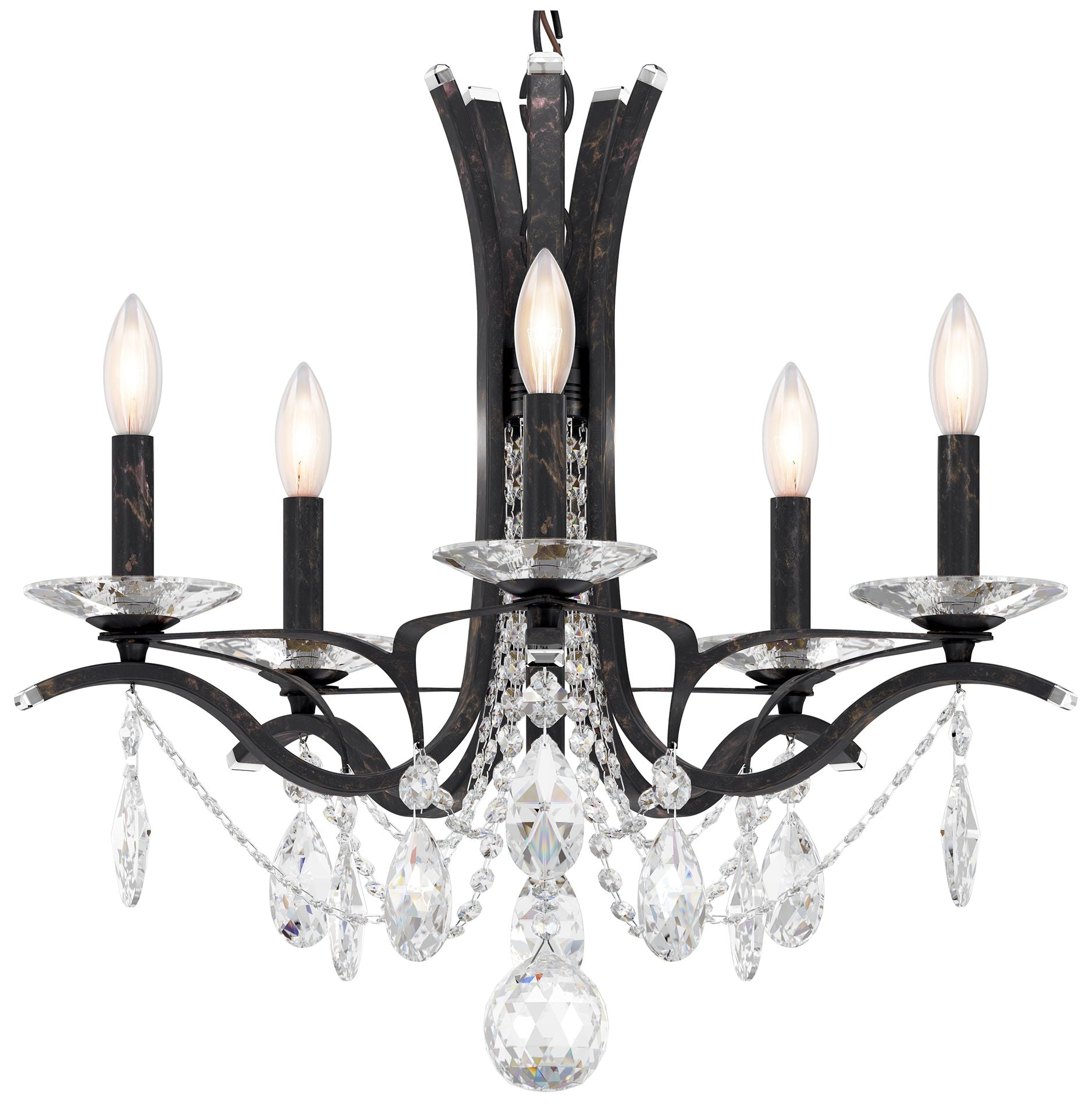 Vesca 20"H X 5-Light Crystal Chandelier in Bronze