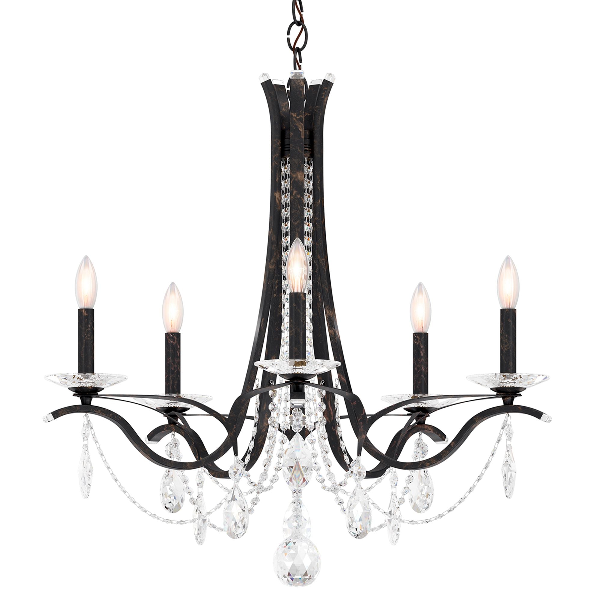 Vesca 27"H X 5-Light Crystal Chandelier in Bronze