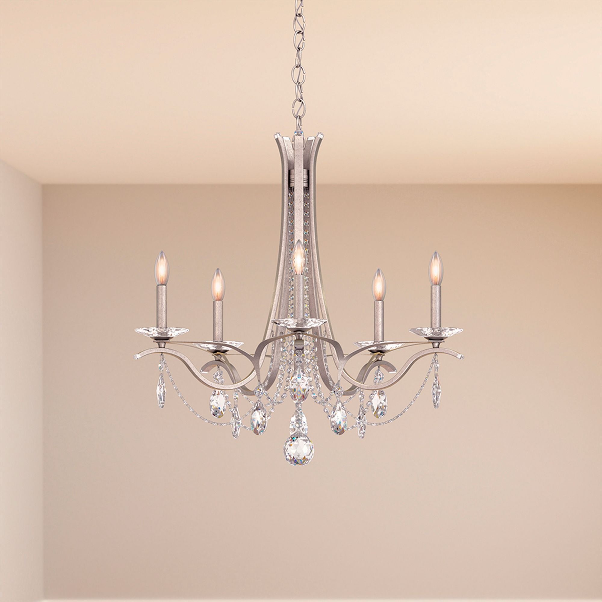 Vesca 27"H X 5-Light Crystal Chandelier in Bronze