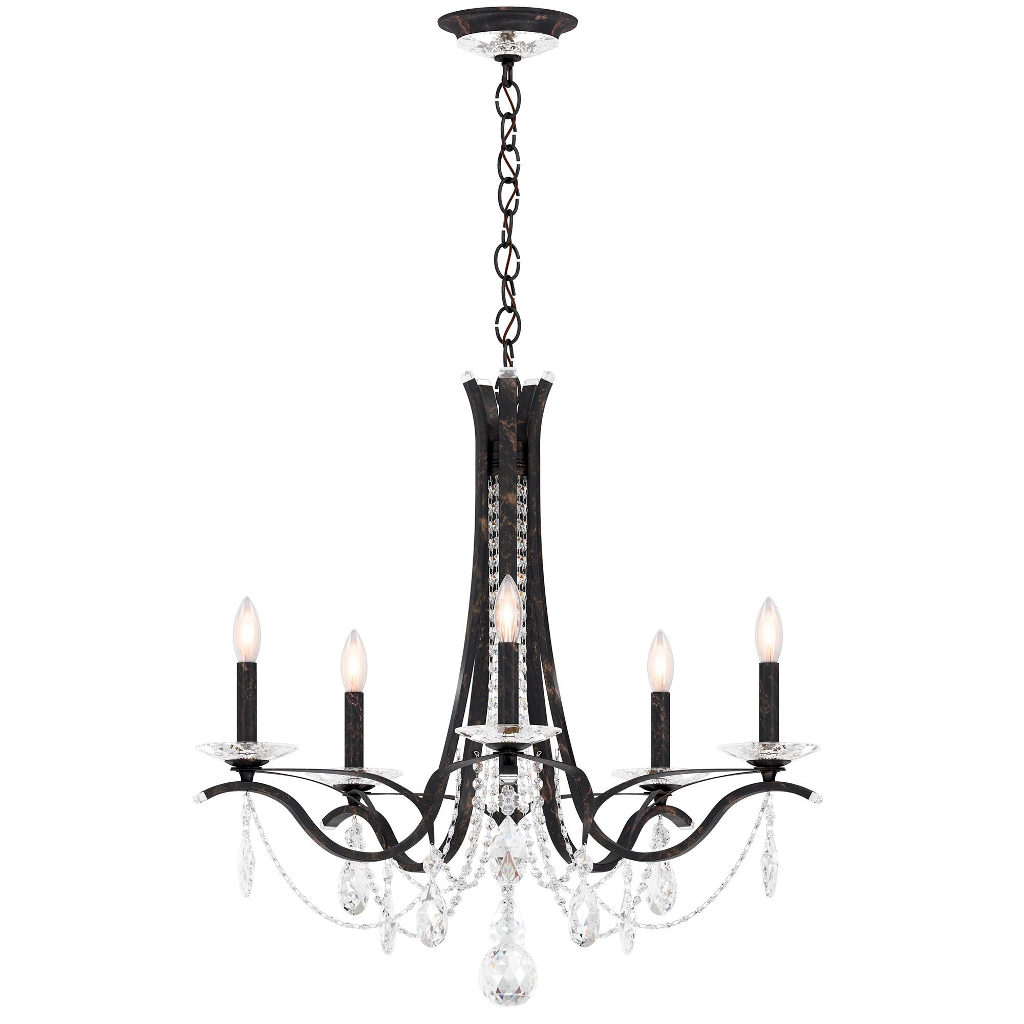 Vesca 27"H X 5-Light Crystal Chandelier in Bronze