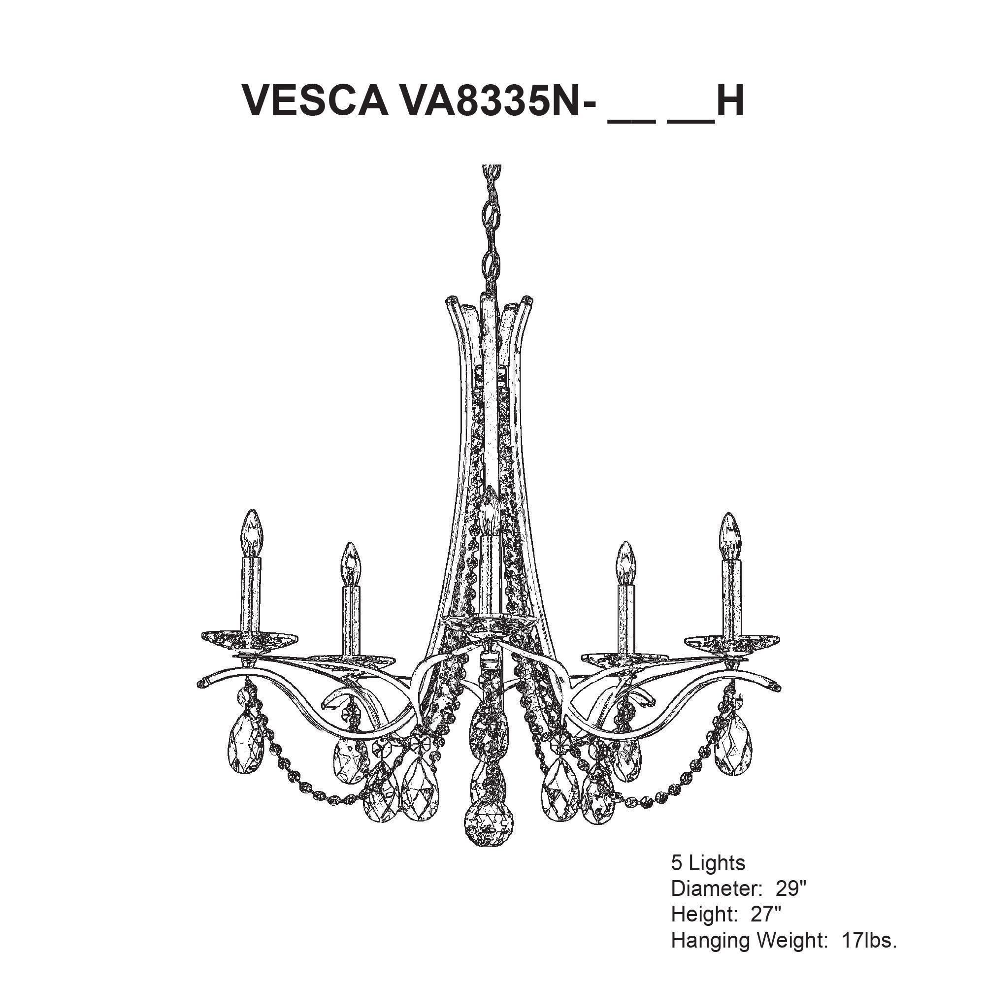 Vesca 27"H X 5-Light Crystal Chandelier in Bronze