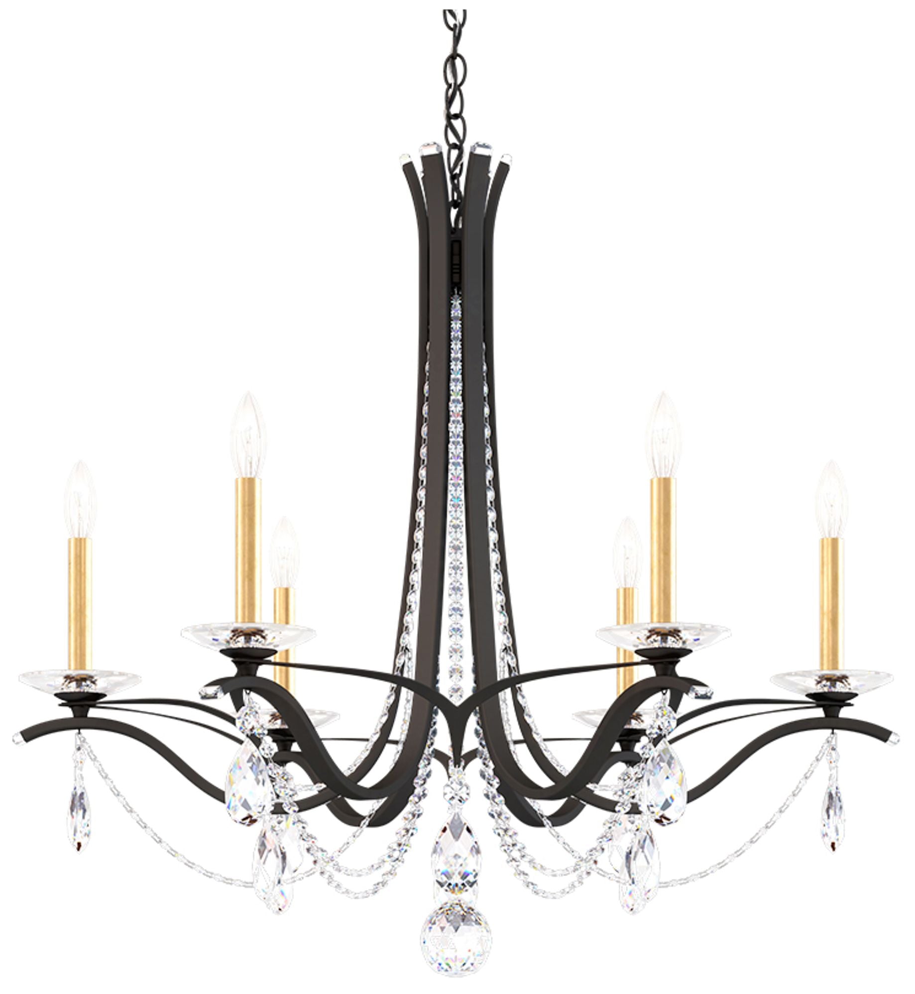 Vesca 29"H X 6-Light Crystal Chandelier in Black