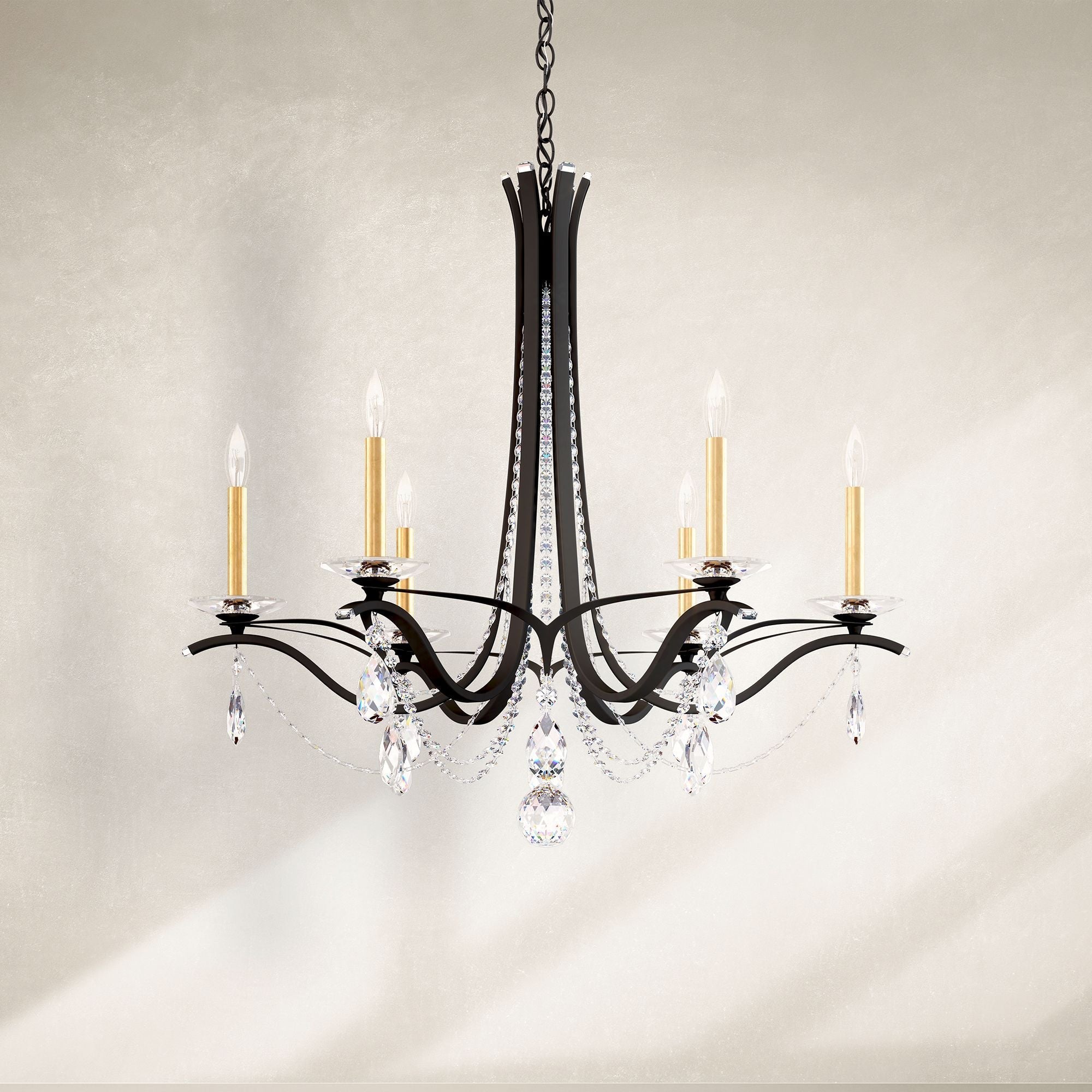 Vesca 29"H X 6-Light Crystal Chandelier in Black