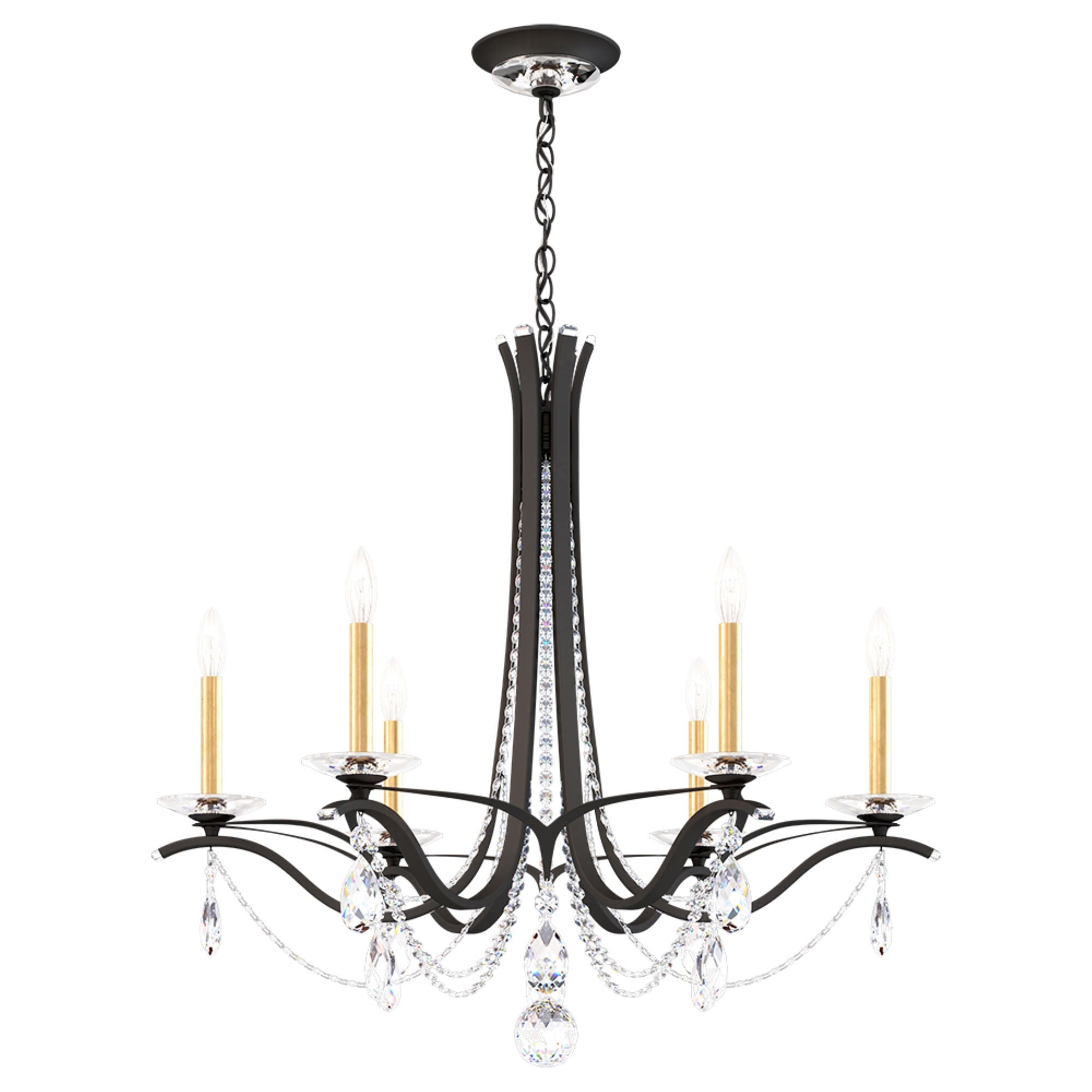 Vesca 29"H X 6-Light Crystal Chandelier in Black