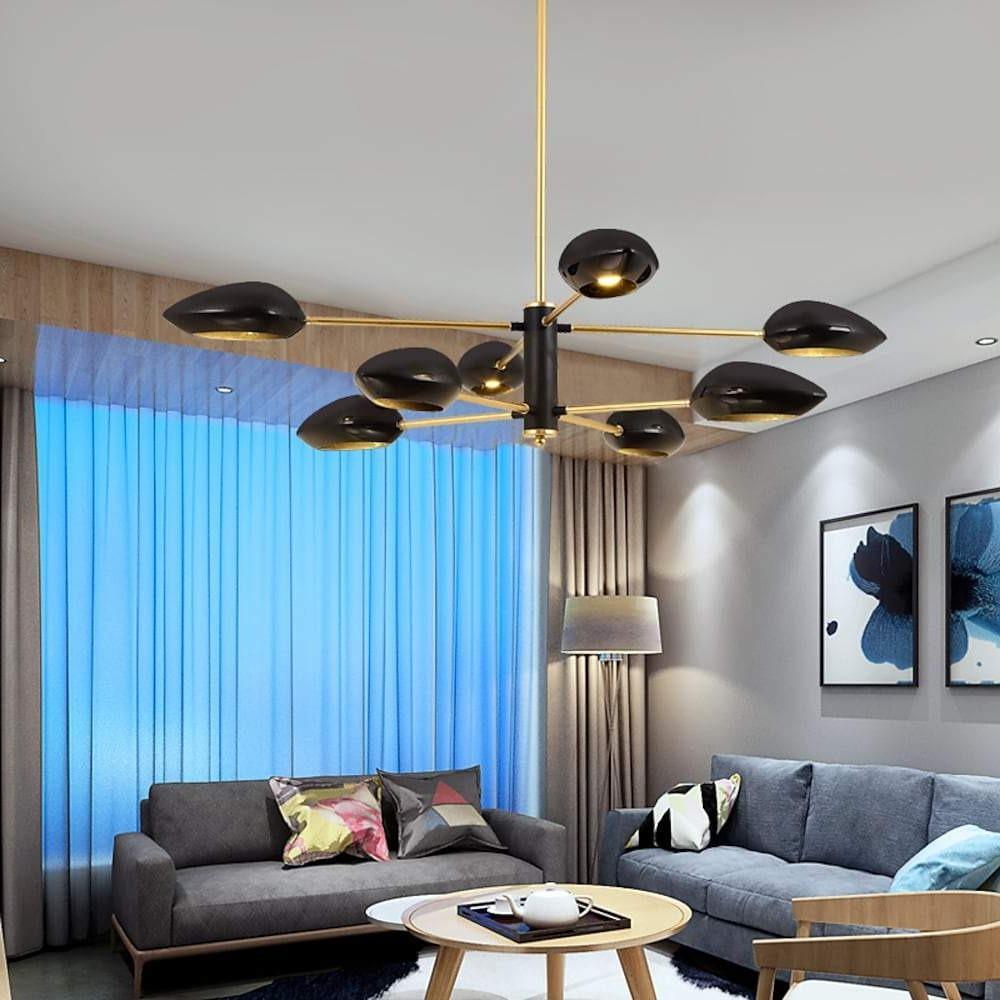 Artistic Black Farmhouse Chandelier with 8 LED Angled