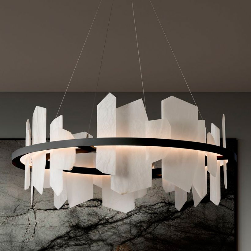 Volterra 38" Wide Black Circular LED Chandelier