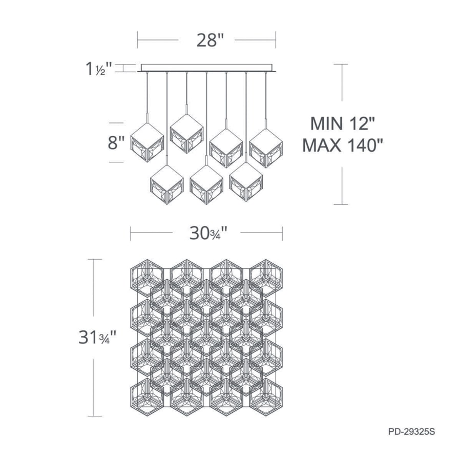 Ice Cube 25-Light 32" Wide Pendant Light