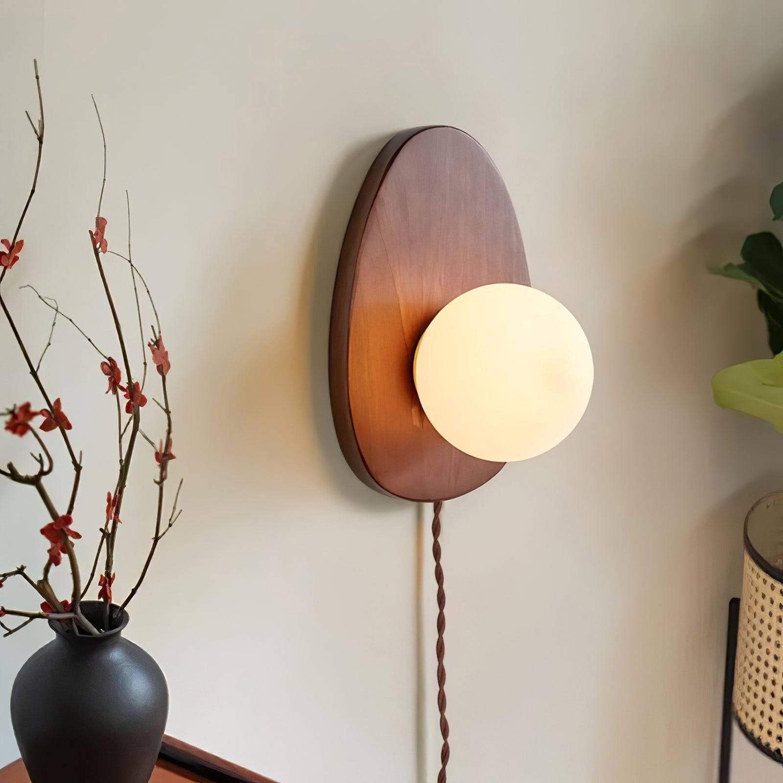 Walnora Globe Wall Light, Plug-In Wall Sconce, detail 22