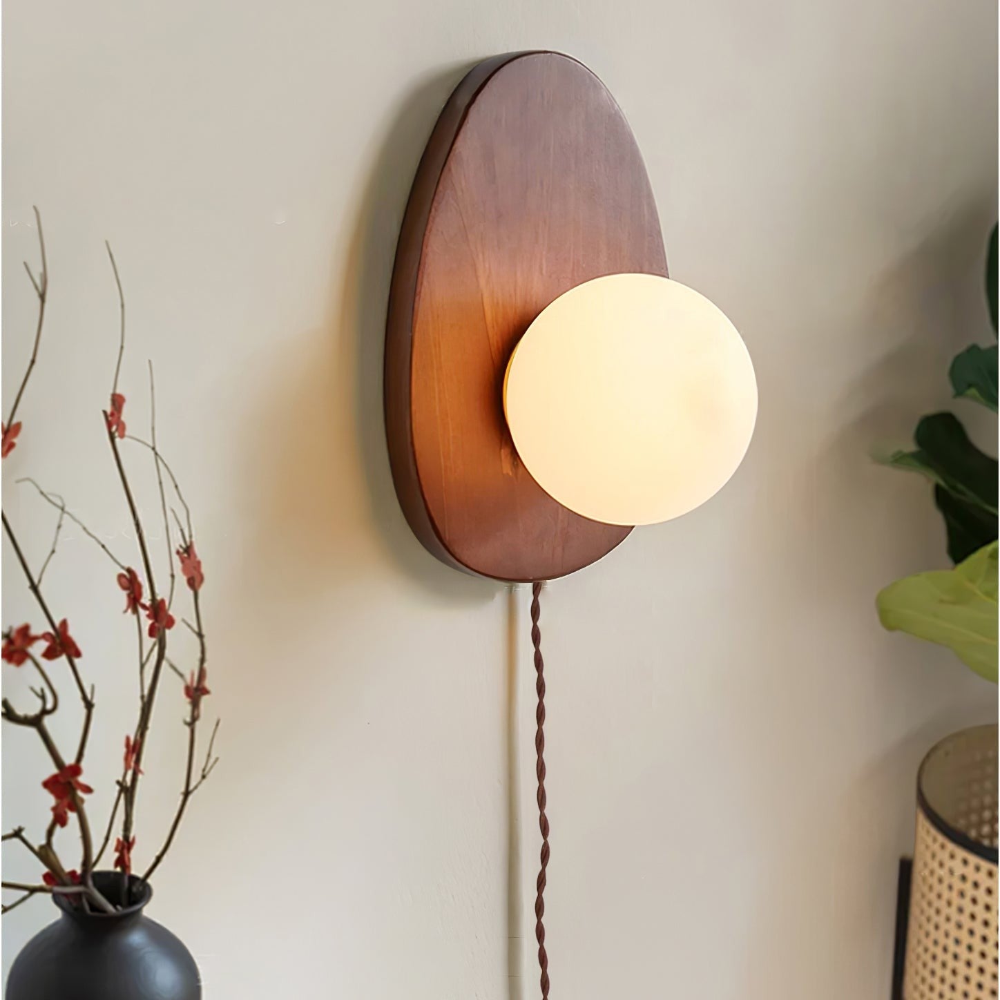 Walnora Globe Wall Light, Plug-In Wall Sconce, detail 25