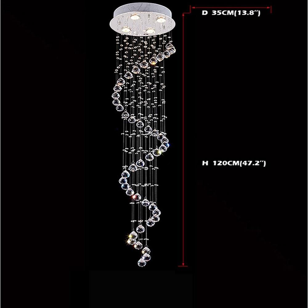 Spiraling Chandelier Crystal Electroplated Metal Light