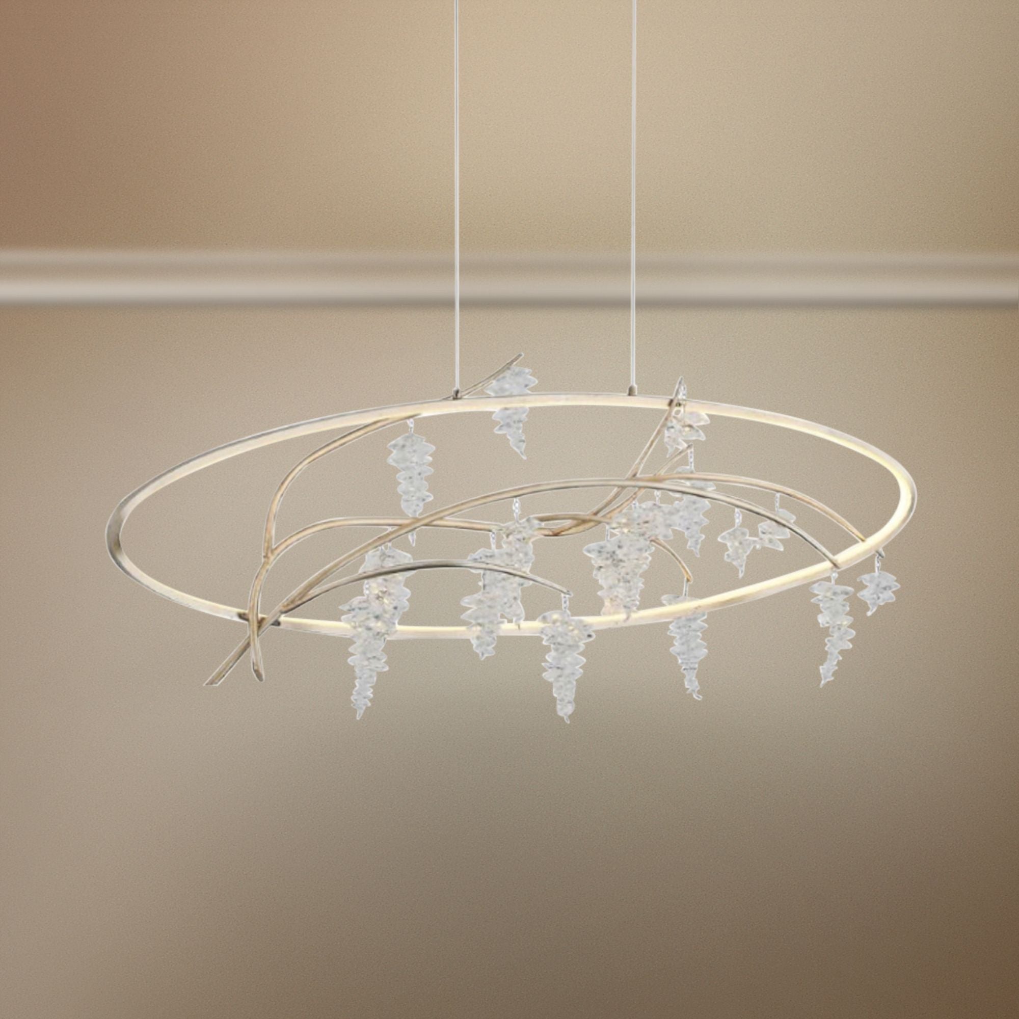 Zeev Orchard 48"W Silver Leaf with Antique LED Chandelier