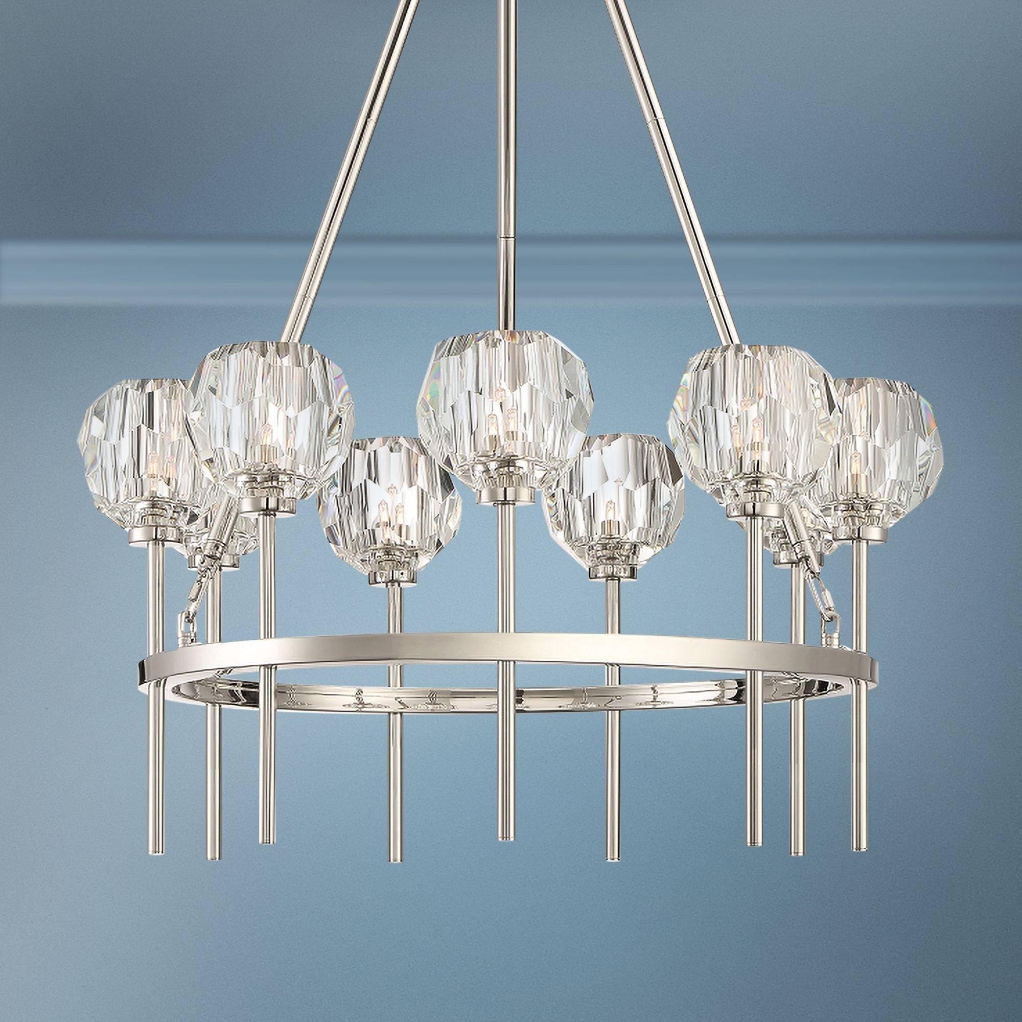 Zeev Parisian 26"W Polished Nickel 9-Light Chandelier