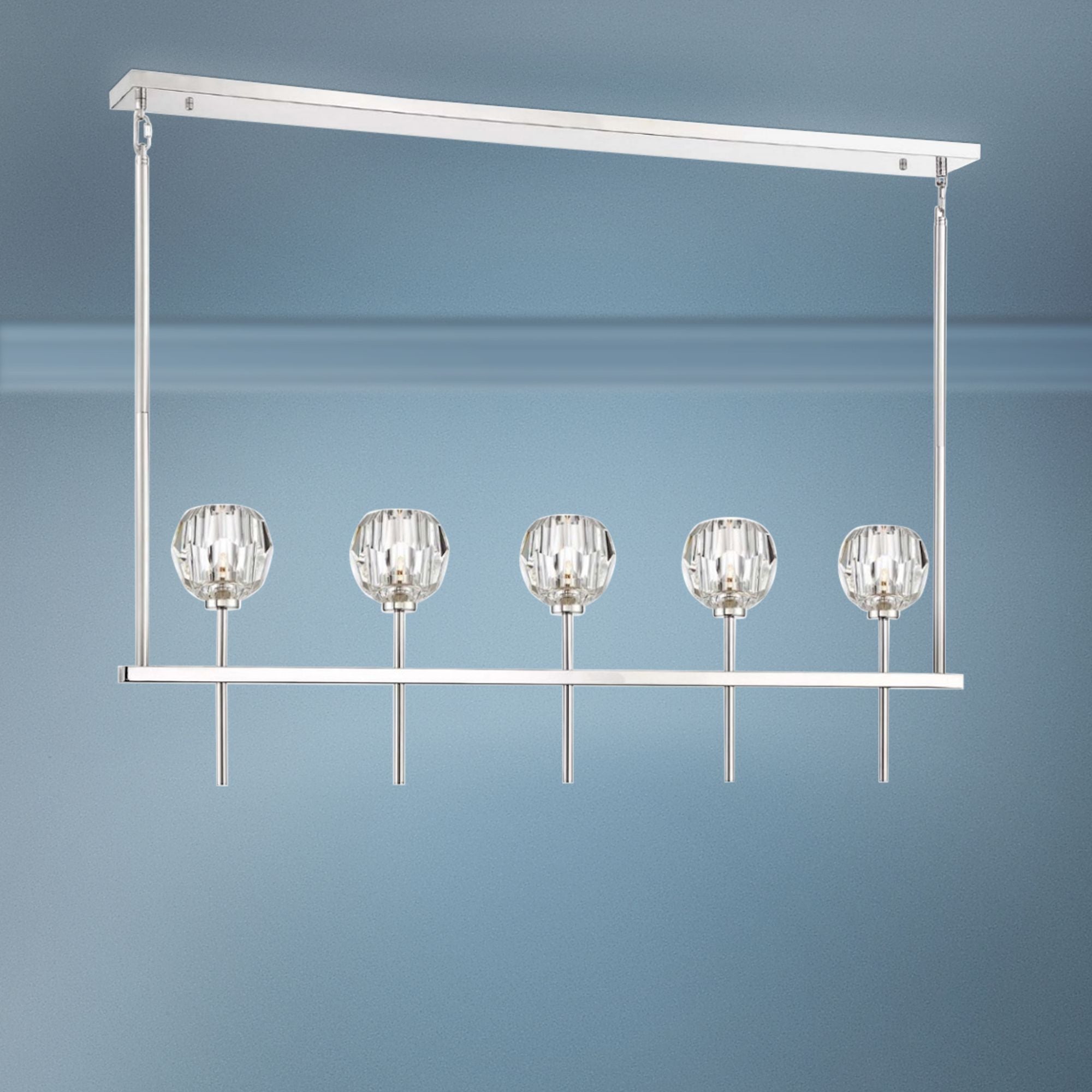 Crystal Zeev Parisian 46"W Nickel Kitchen Chandelier