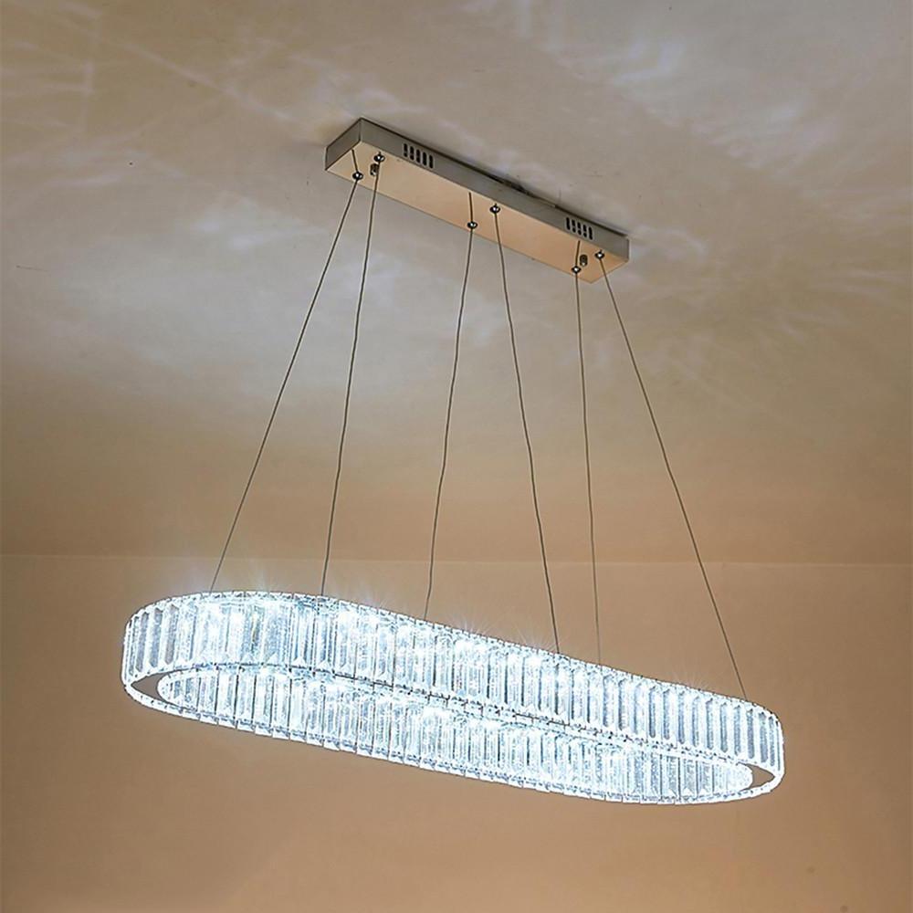 Chrome Golden Crystal Clear Beauty Oval Ring Chandelier