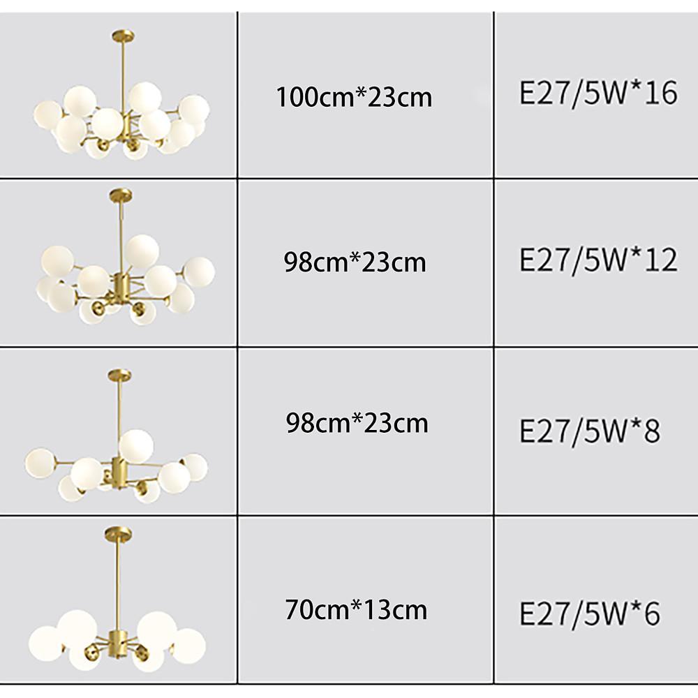 Globe Cluster Pendant Light Metal Glass LED Chandelier detail view 7